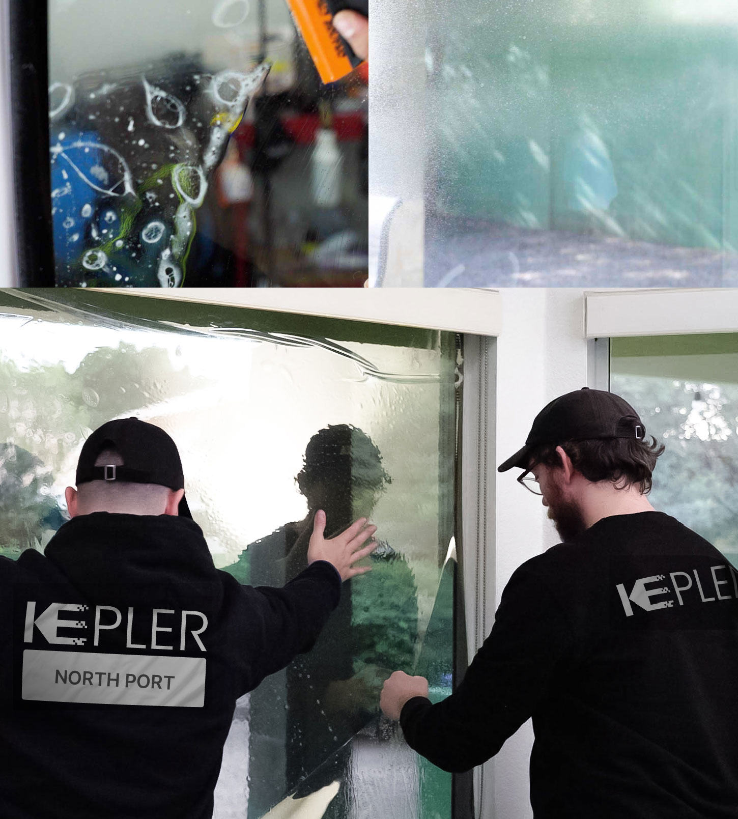 Expert Technician Applying High-tech Window Tint to Home in North Port