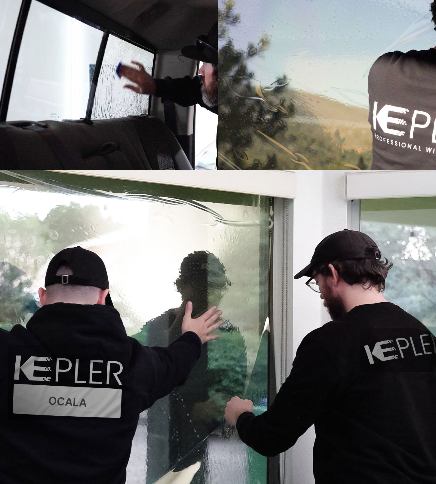Expert Technician Installing High-tech Window Tint to Home in Ocala