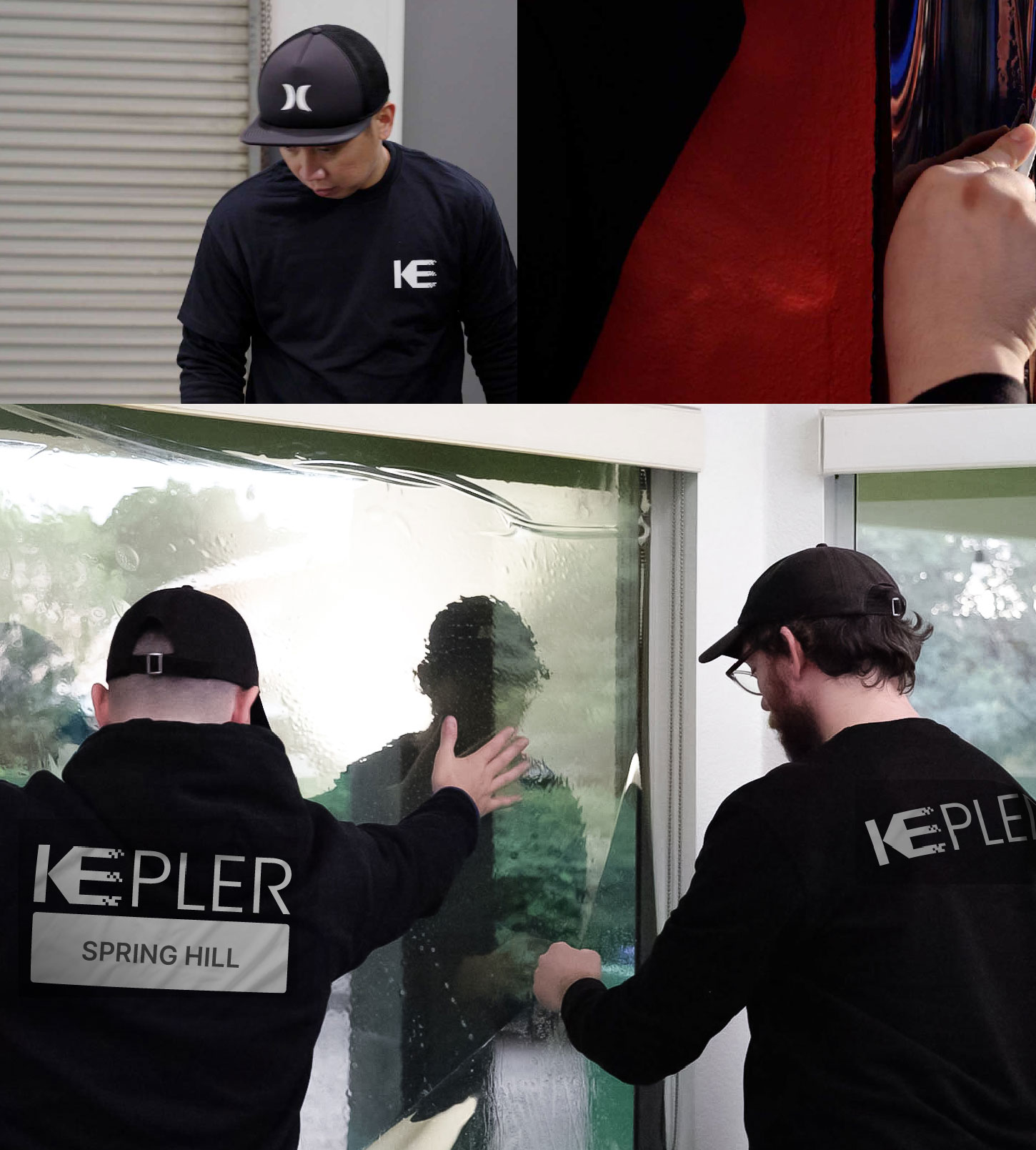 Kepler Technician Fitting Ceramic Window Tint to Home in Spring Hill