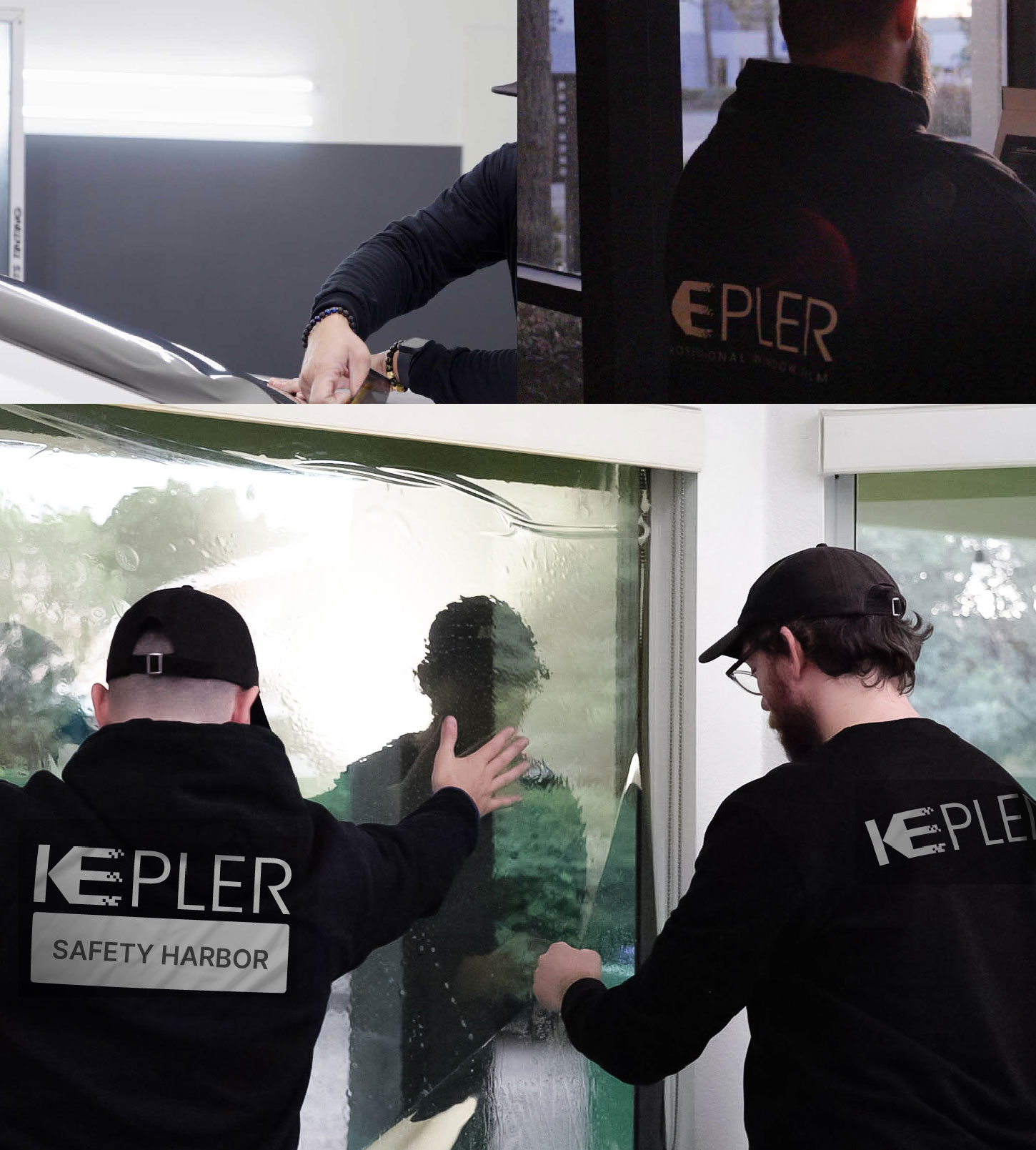 Kepler Technician Installing Ceramic Window Tint to Home in Safety Harbor