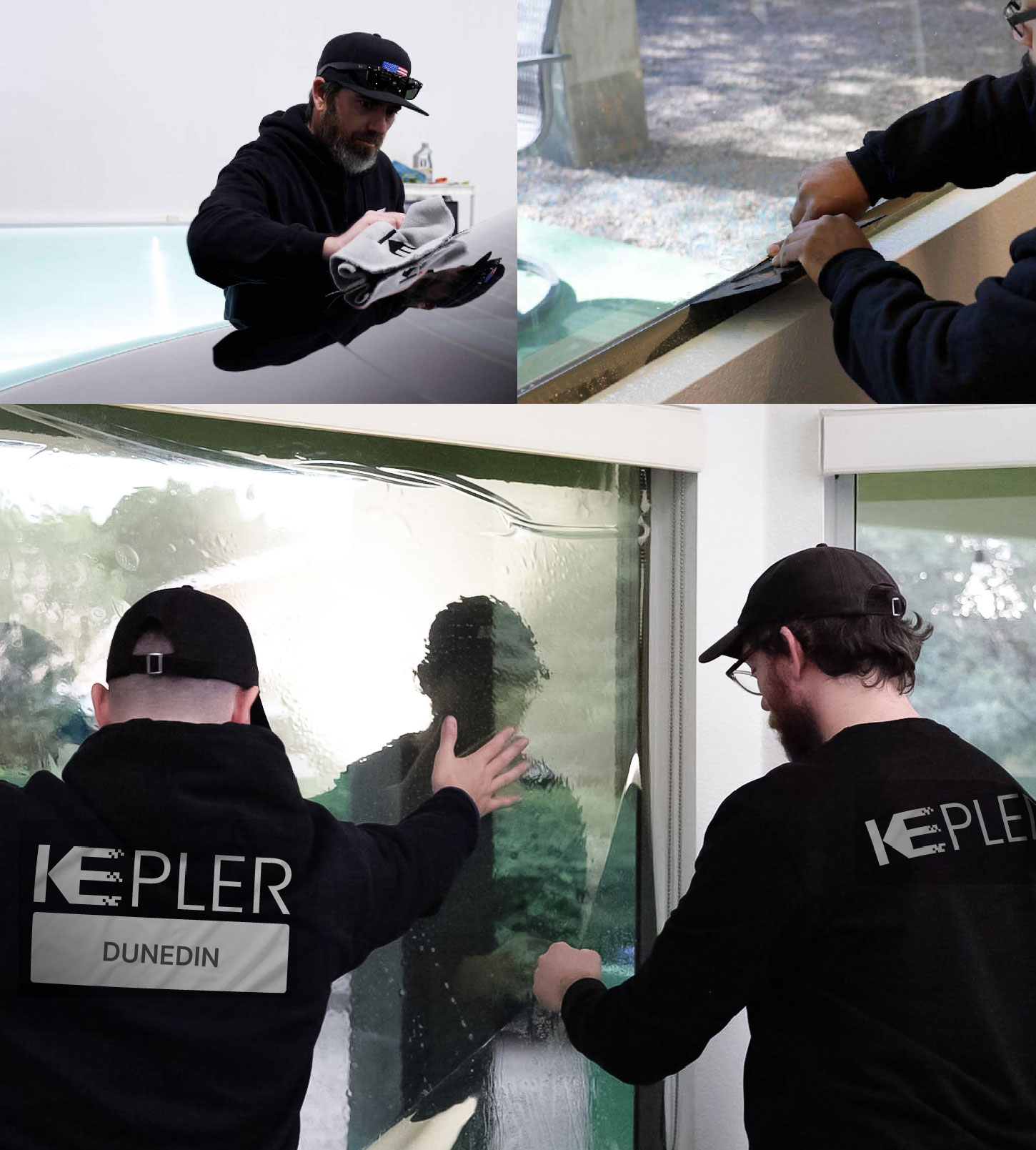 Kepler Technician Applying High-tech Window Tint to Home in Dunedin
