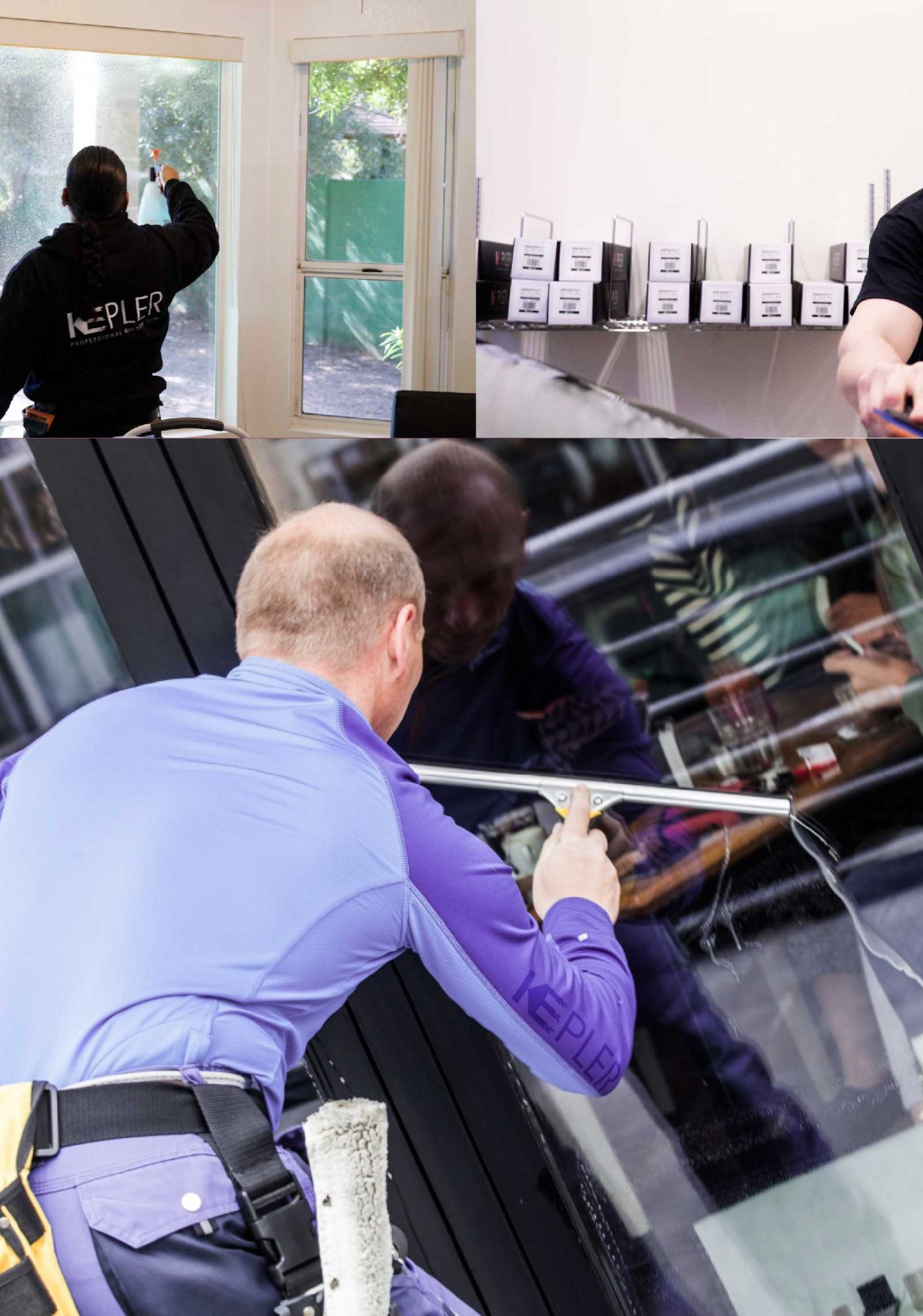 Kepler Expert Applying Anti-Graffiti Window Film to a Bloomington Shop Front
