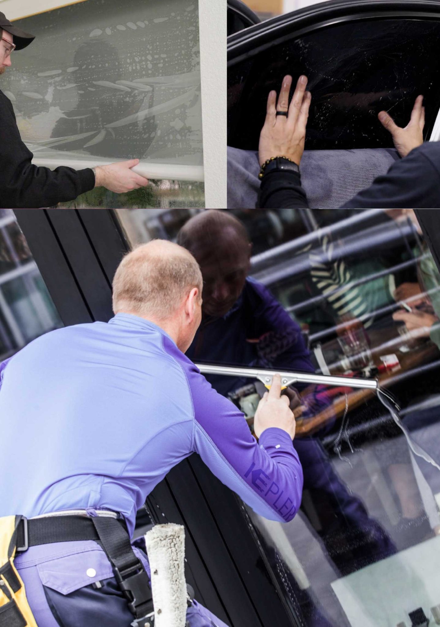 Kepler Skilled Applying Anti-Graffiti Window Film to a Normal Shop Front