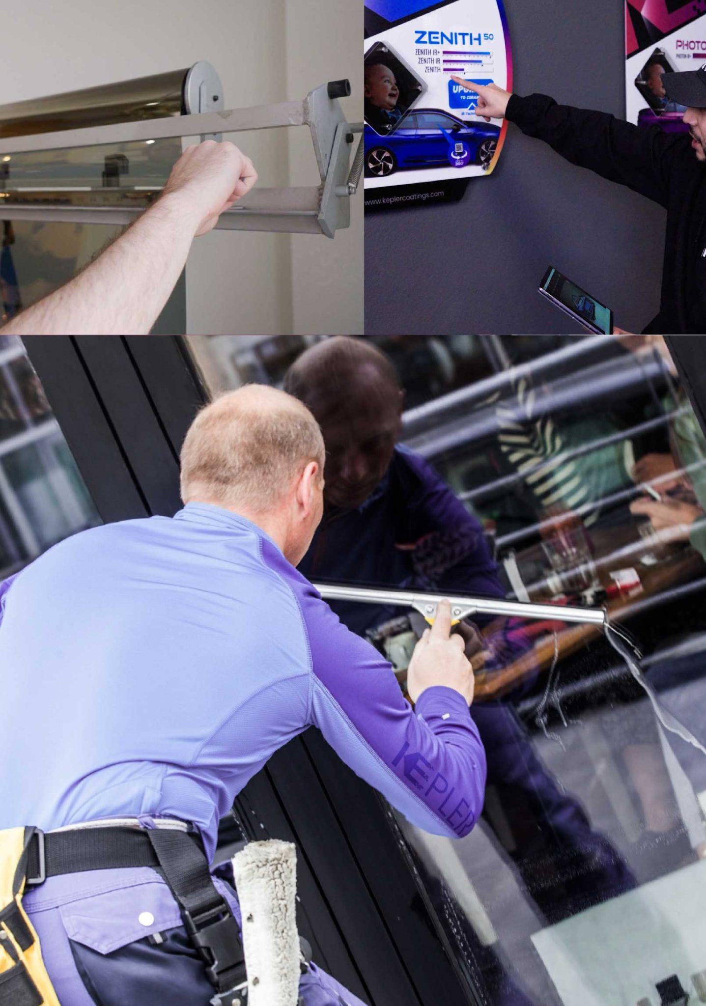 Kepler Skilled Applying Anti-Graffiti Window Film to a Urbana Shop Front