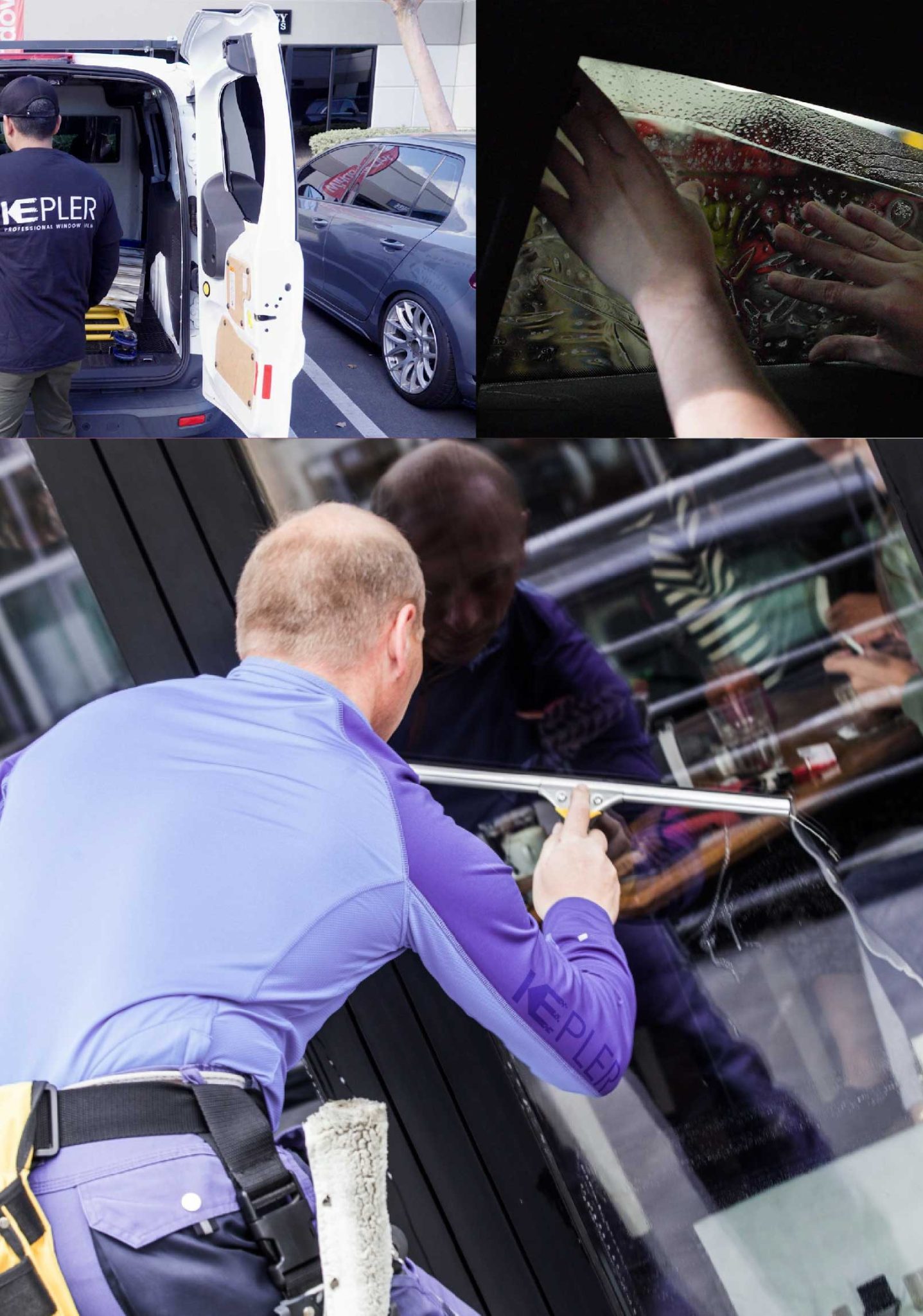Kepler Expert Applying Anti-Graffiti Window Film to a Champaign Shop Front