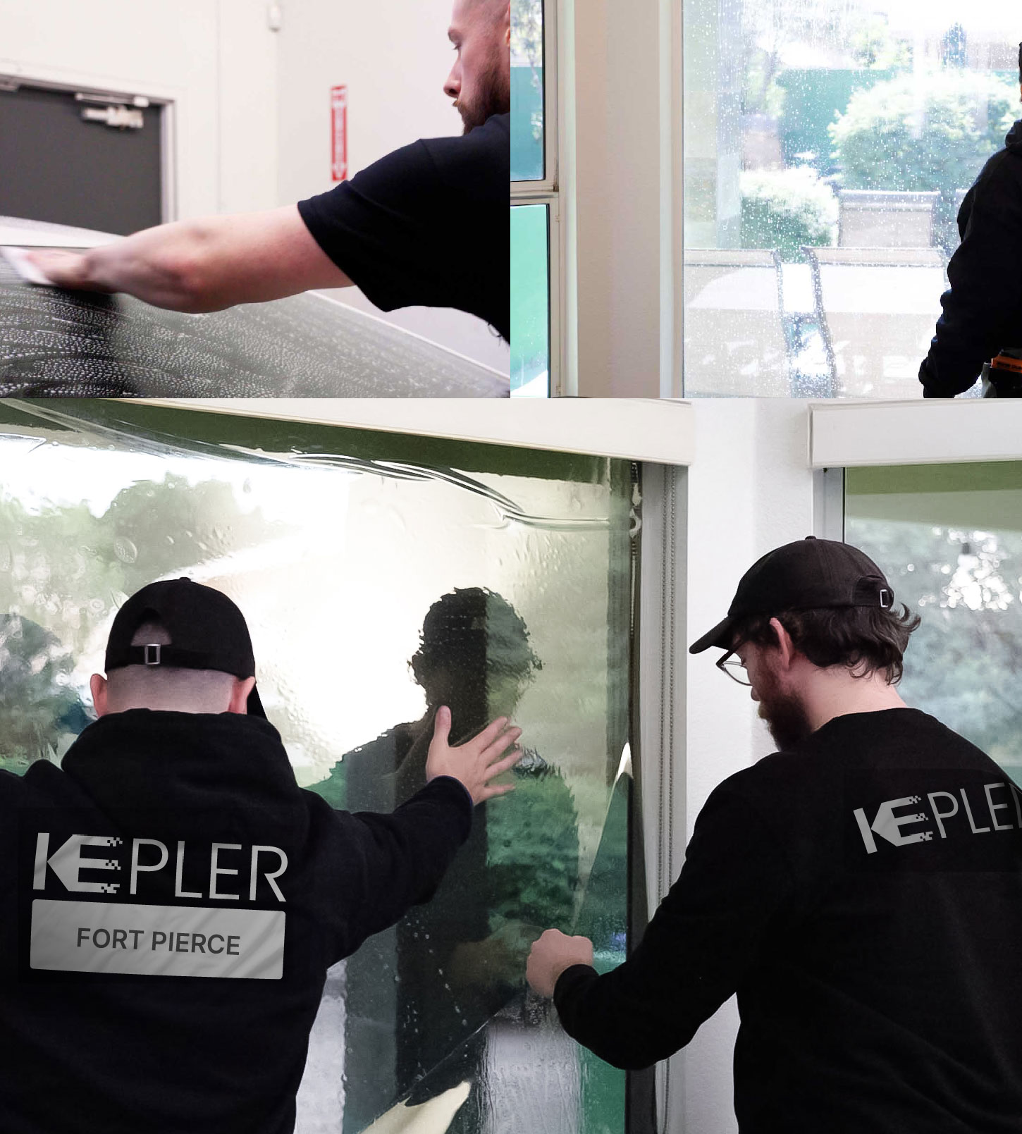 Expert Technician Fitting High-tech Window Tint to Home in Fort Pierce