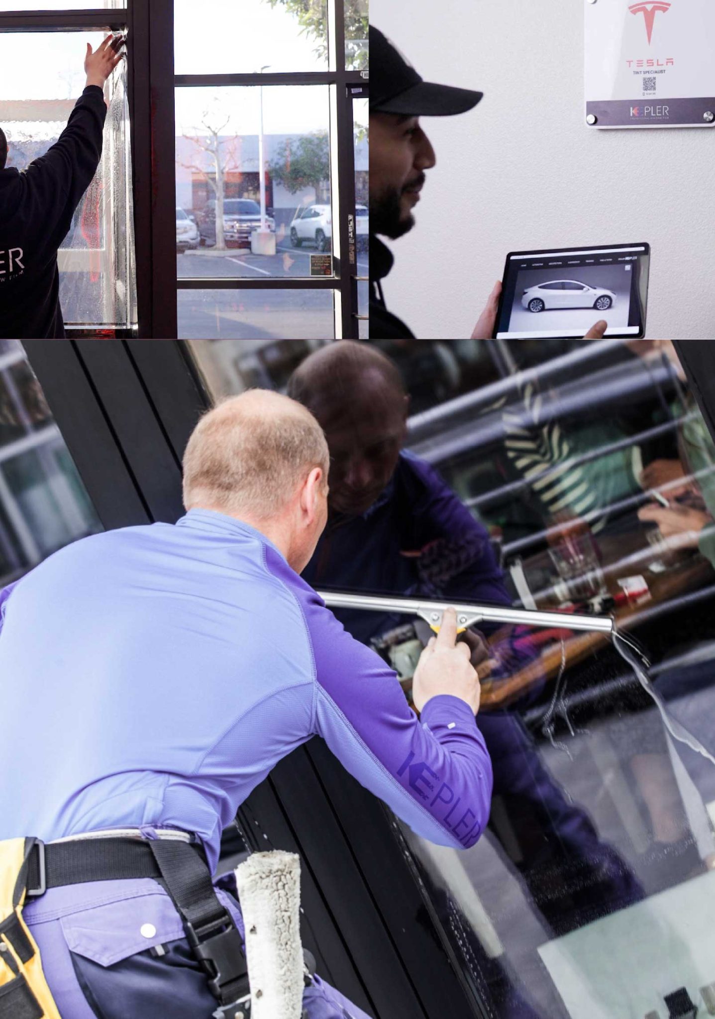 Kepler Skilled Applying Anti-Graffiti Window Film to a Charleston Shop Front