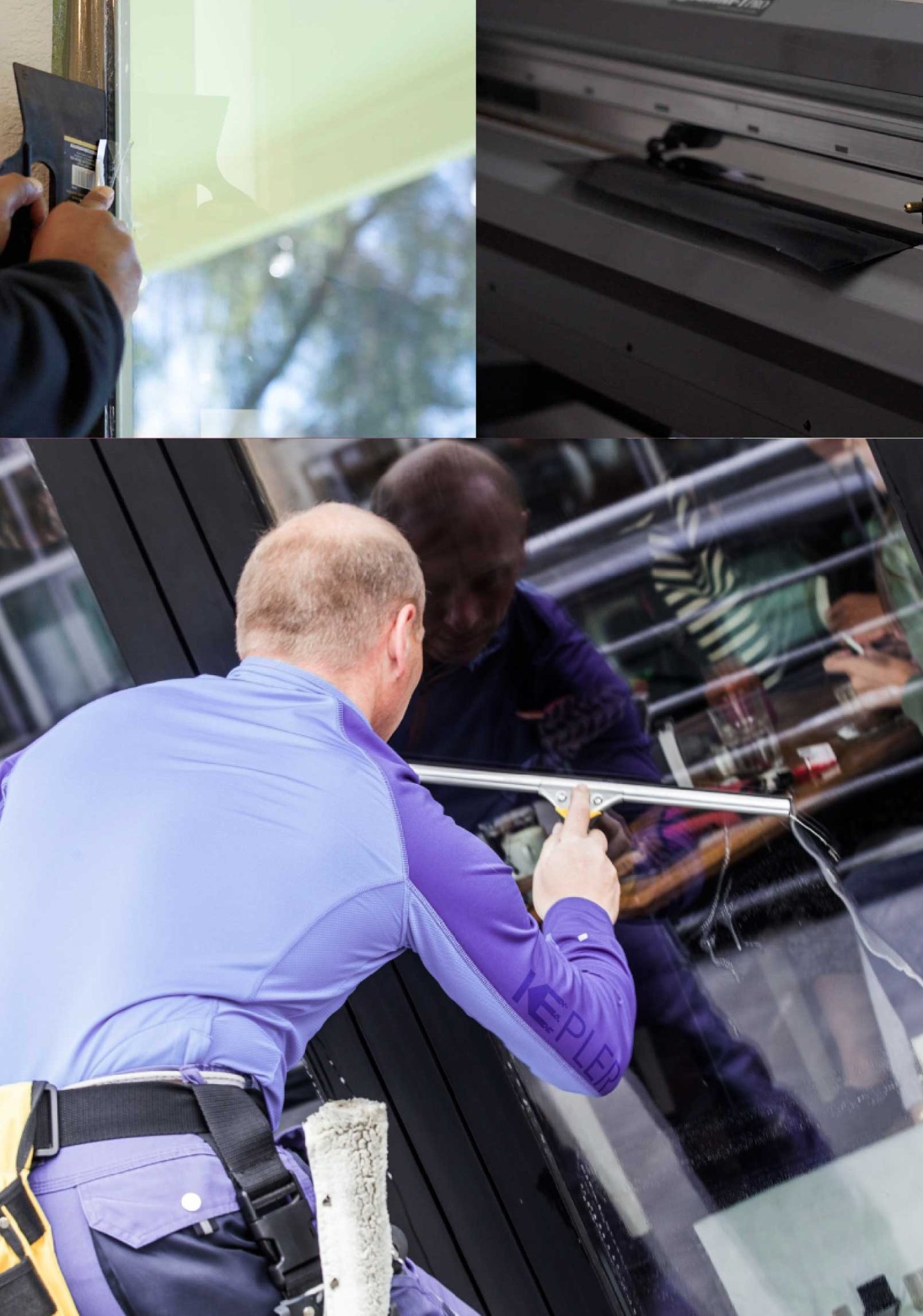 Kepler Professional Applying Anti-Graffiti Window Film to a Mattoon Shop Front