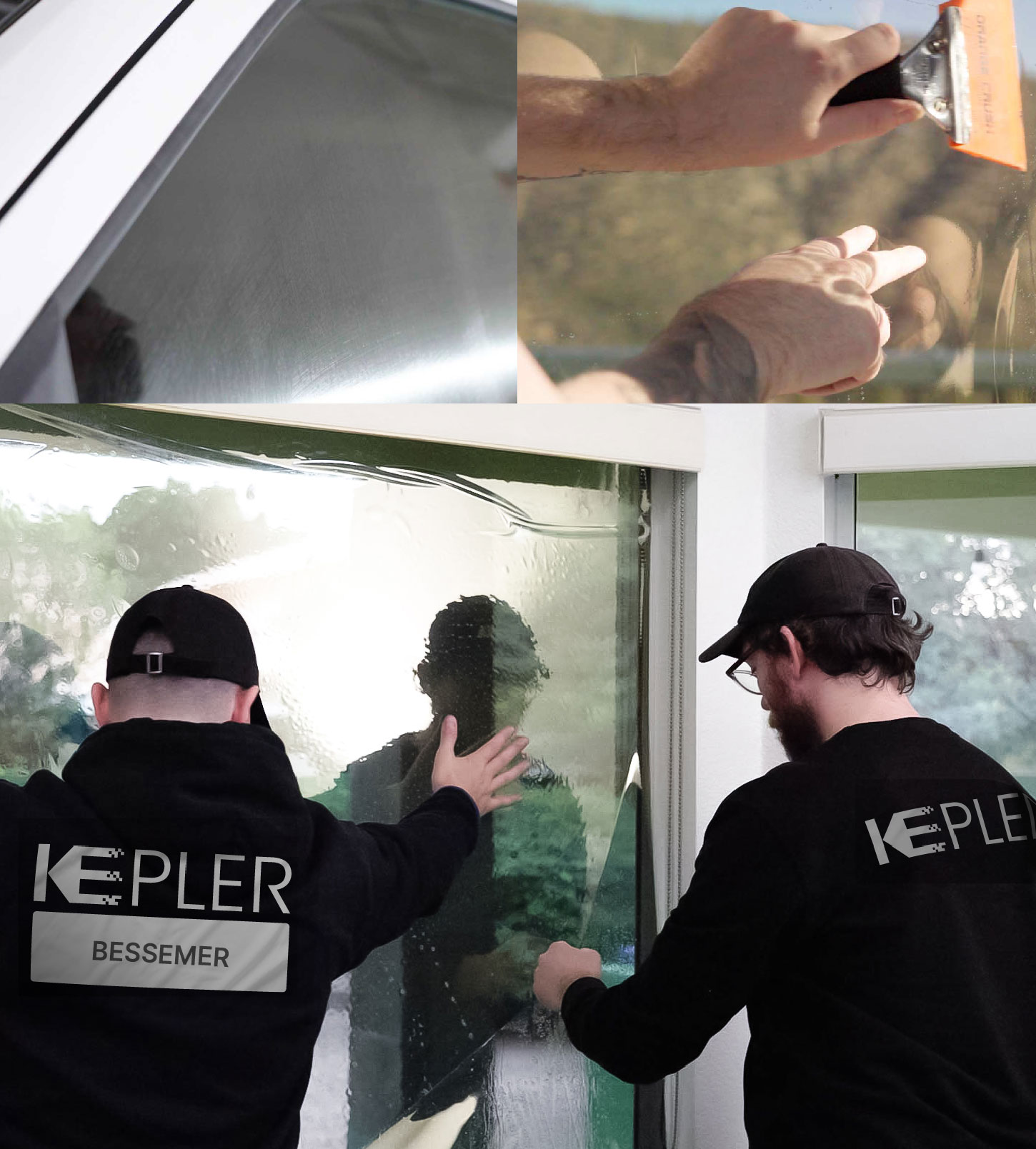 Kepler Technician Installing Ceramic Window Tint to Home in Bessemer