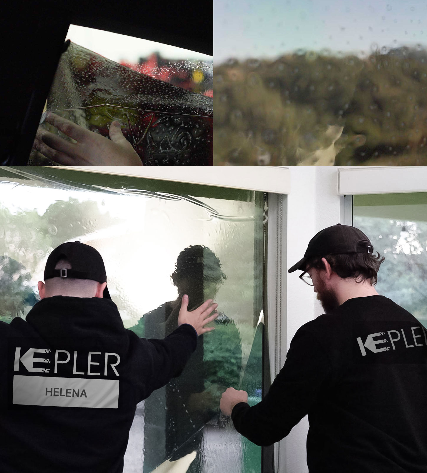Kepler Technician Installing Ceramic Window Tint to Home in Helena