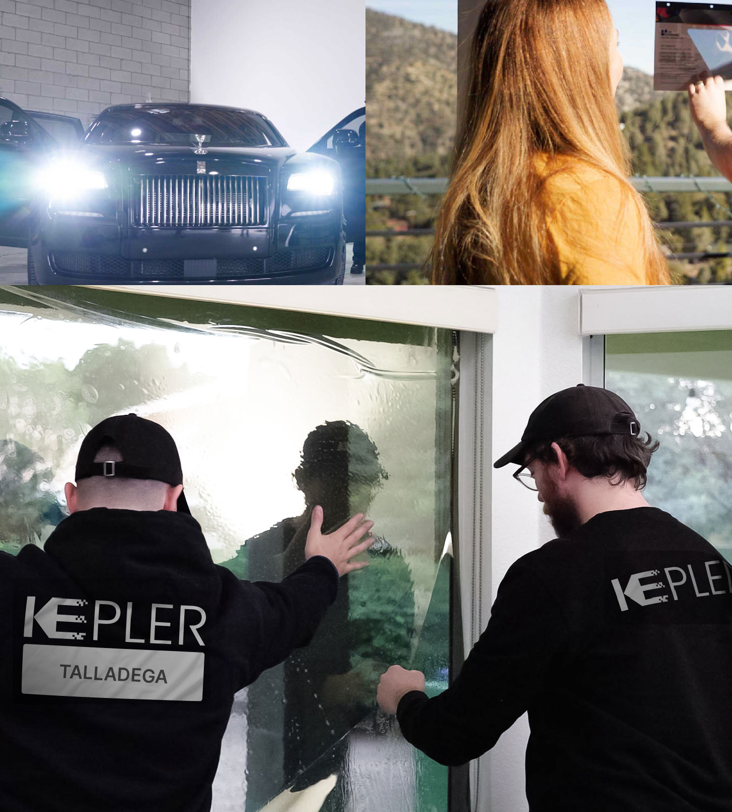 Kepler Technician Applying Ceramic Window Tint to Home in Talladega