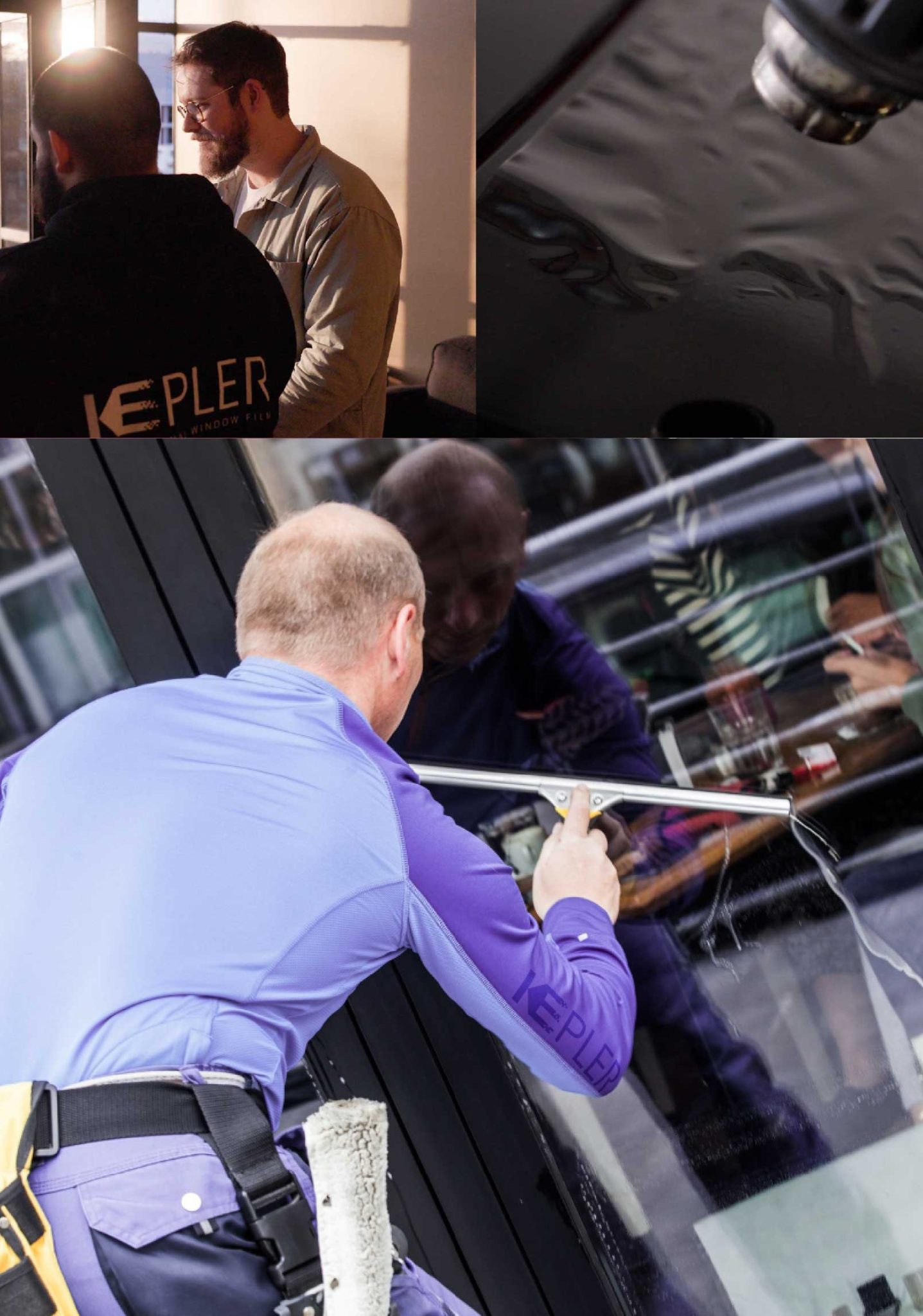 Kepler Professional Applying Anti-Graffiti Window Film to a Carbondale Shop Front