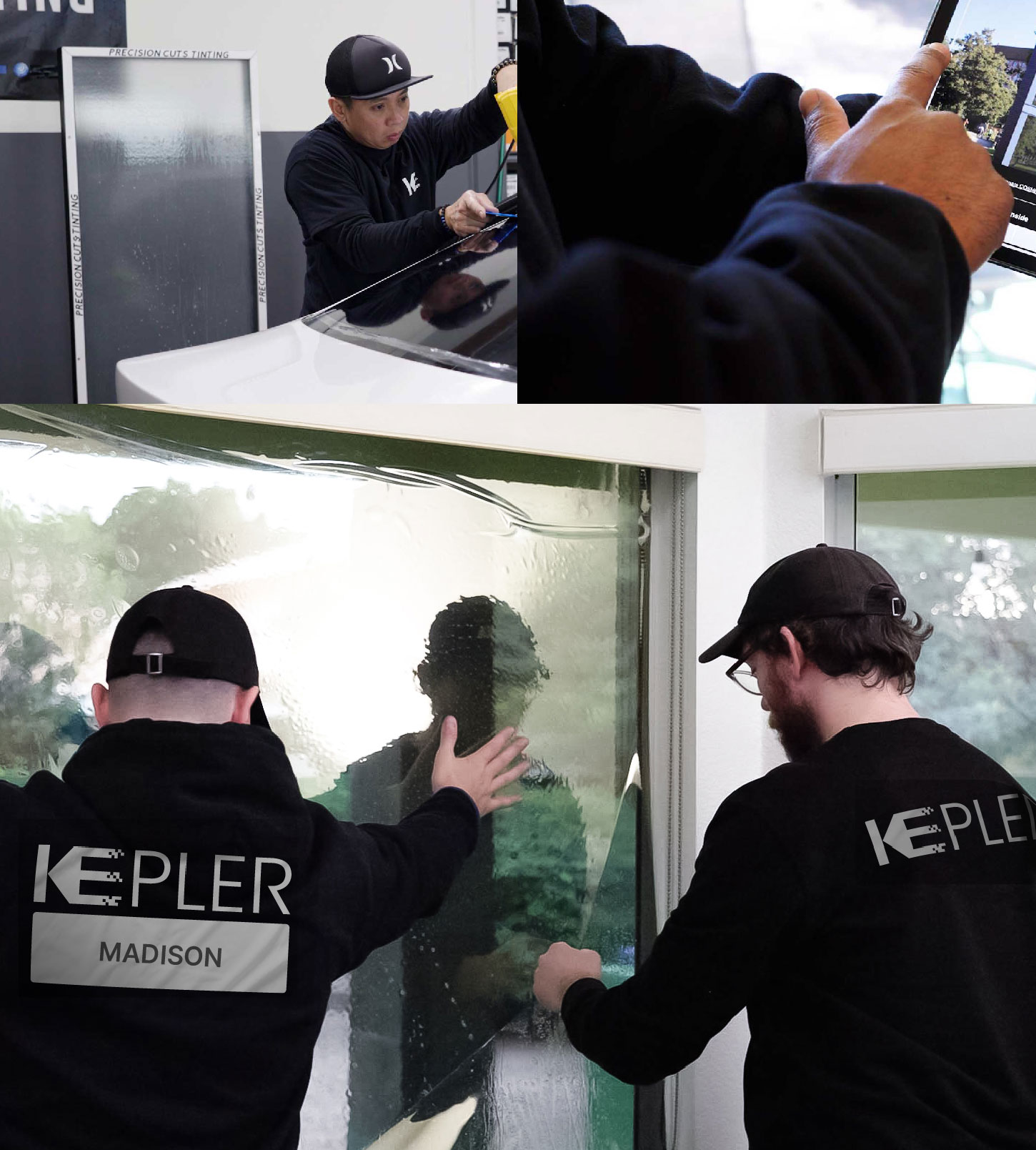 Kepler Technician Installing Ceramic Window Tint to Home in Madison