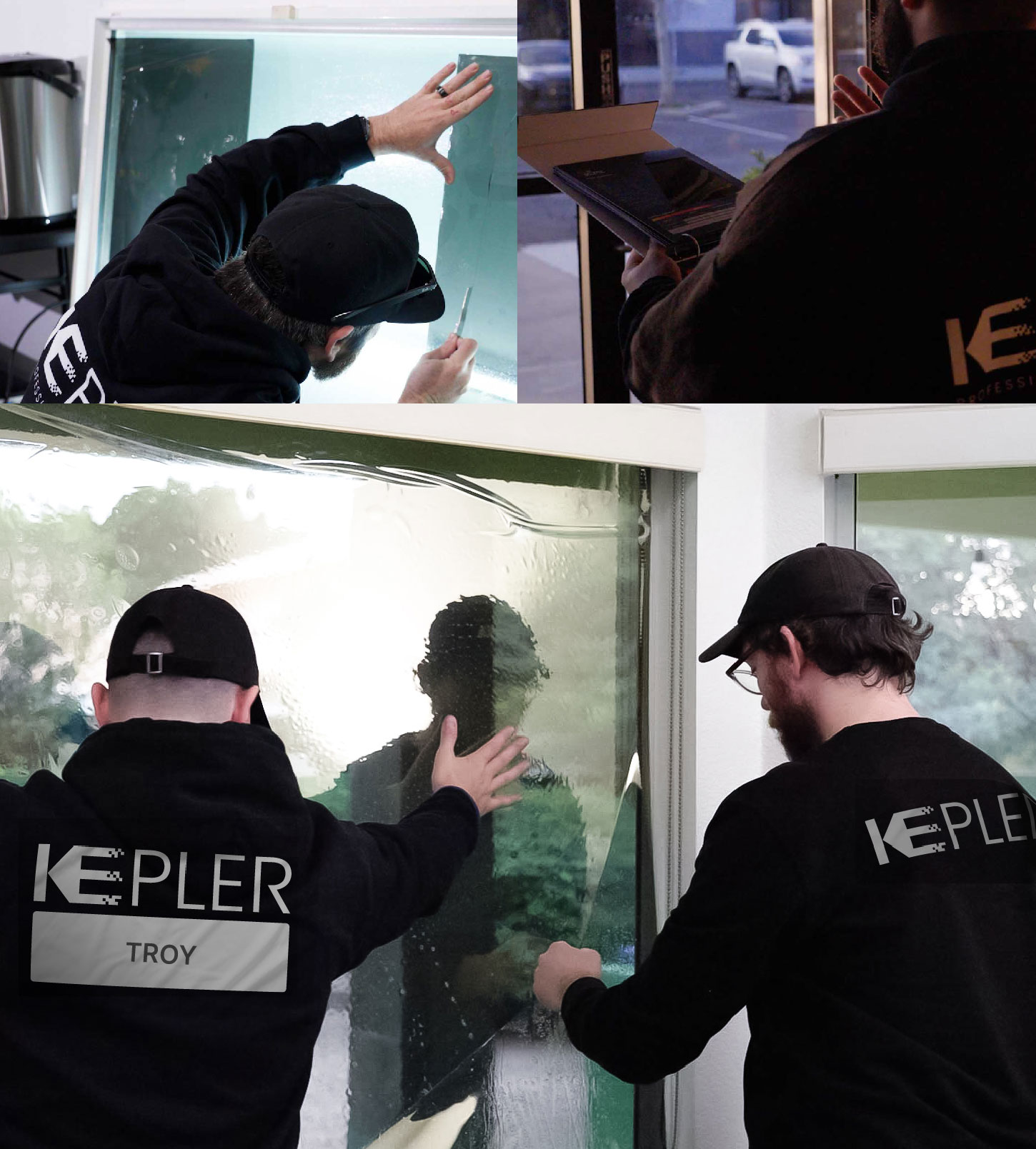 Kepler Technician Fitting Advanced Window Tint to Home in Troy