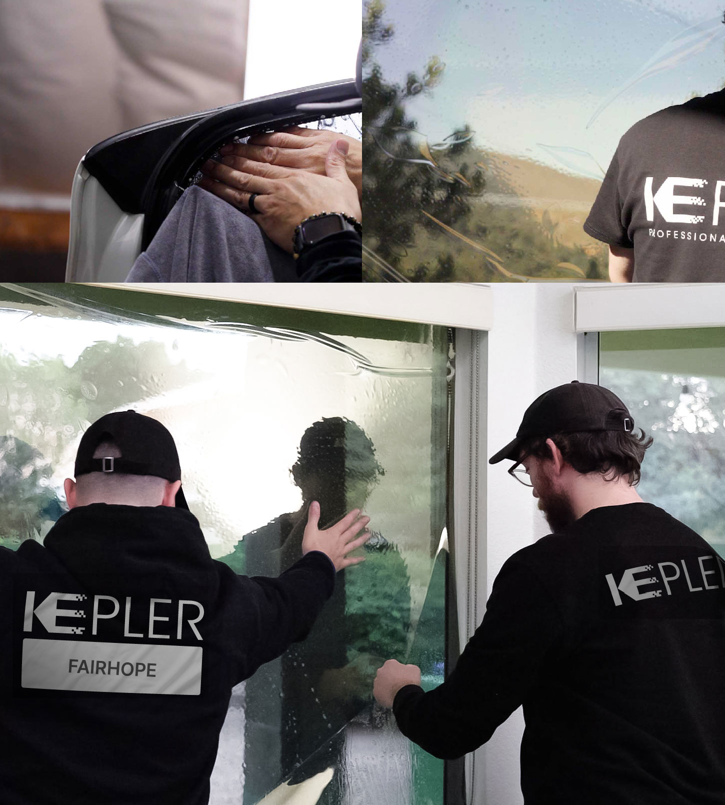 Expert Technician Applying Ceramic Window Tint to Home in Fairhope