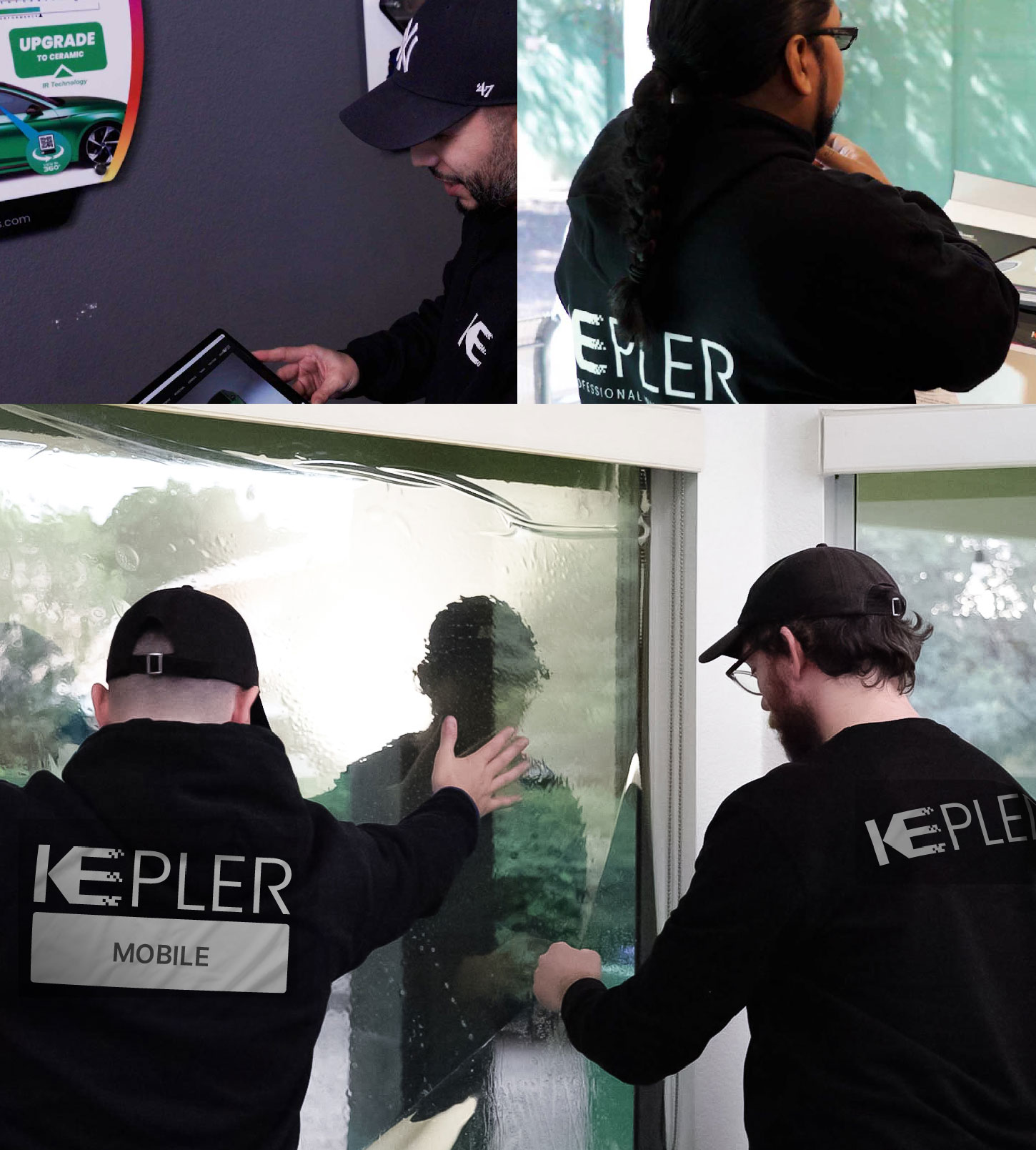 Expert Technician Installing High-tech Window Tint to Home in Mobile