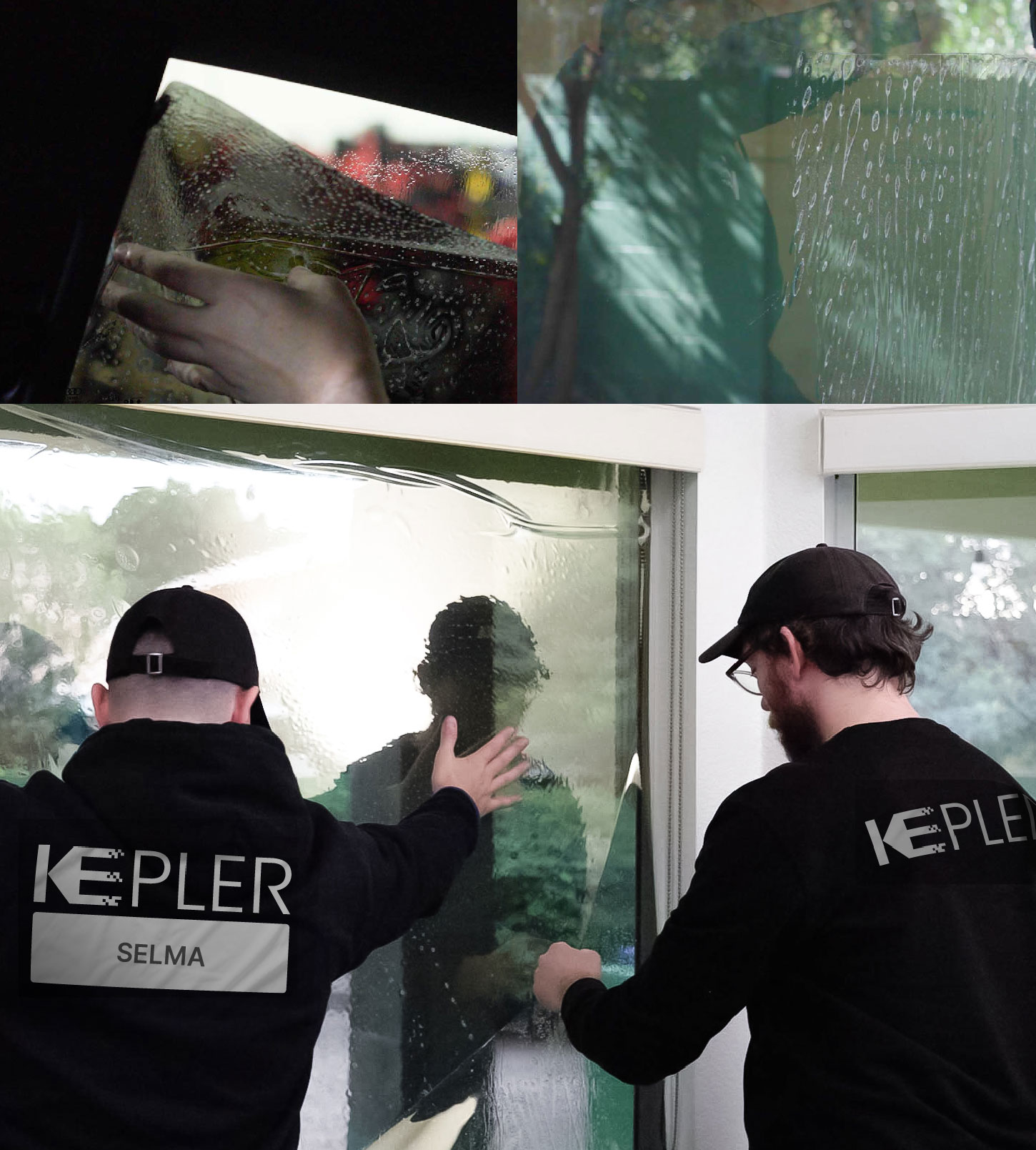 Expert Technician Applying Ceramic Window Tint to Home in Selma
