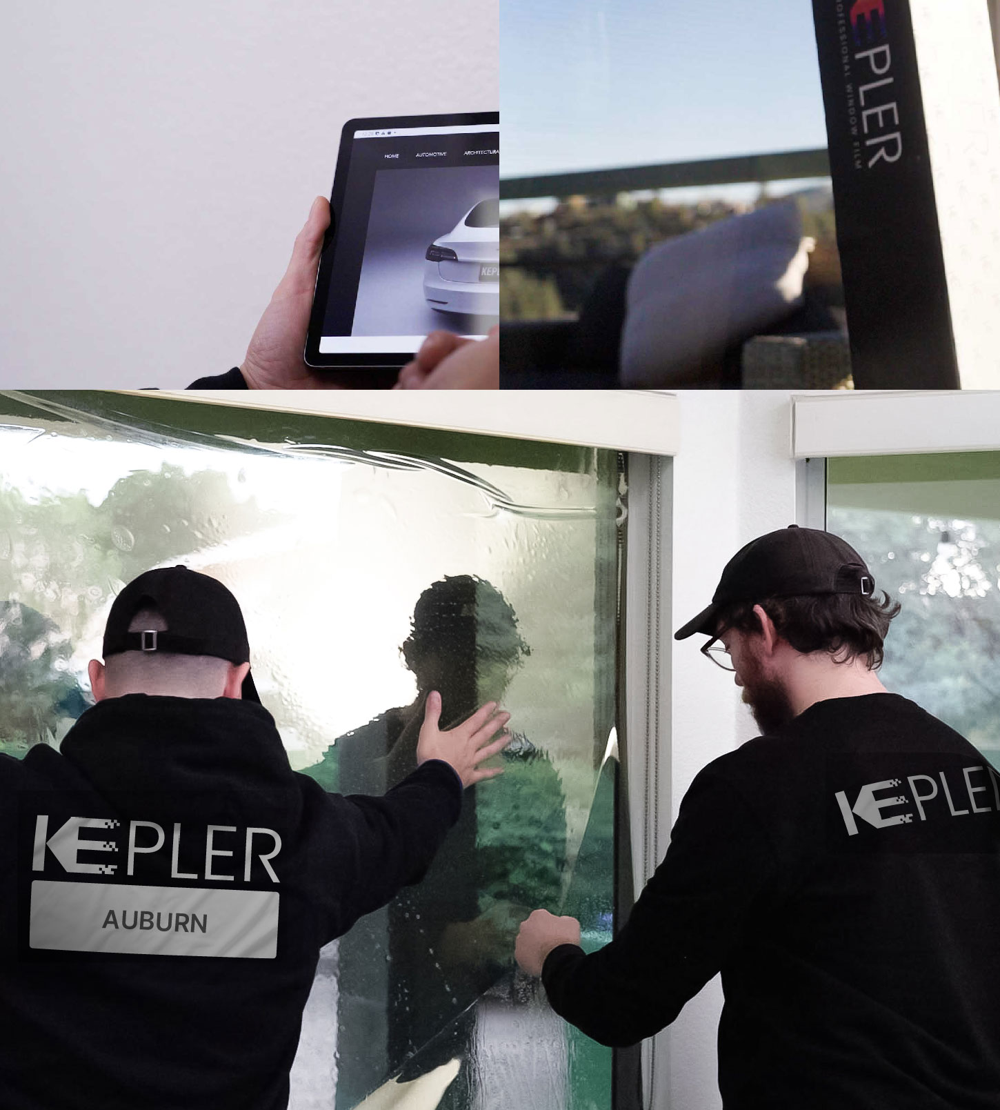 Kepler Technician Installing Advanced Window Tint to Home in Auburn