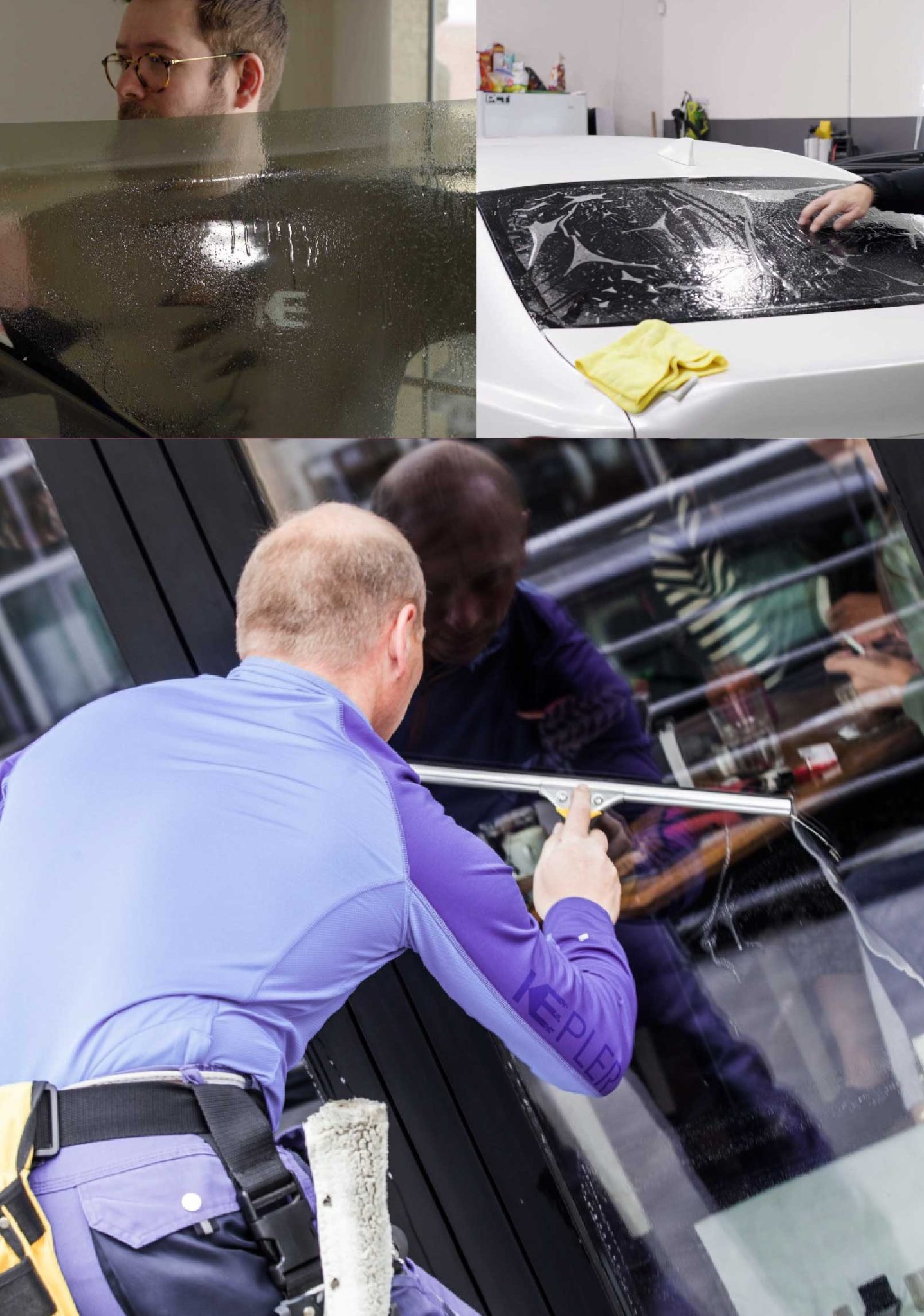 Kepler Professional Applying Anti-Graffiti Window Film to a Raymore Shop Front