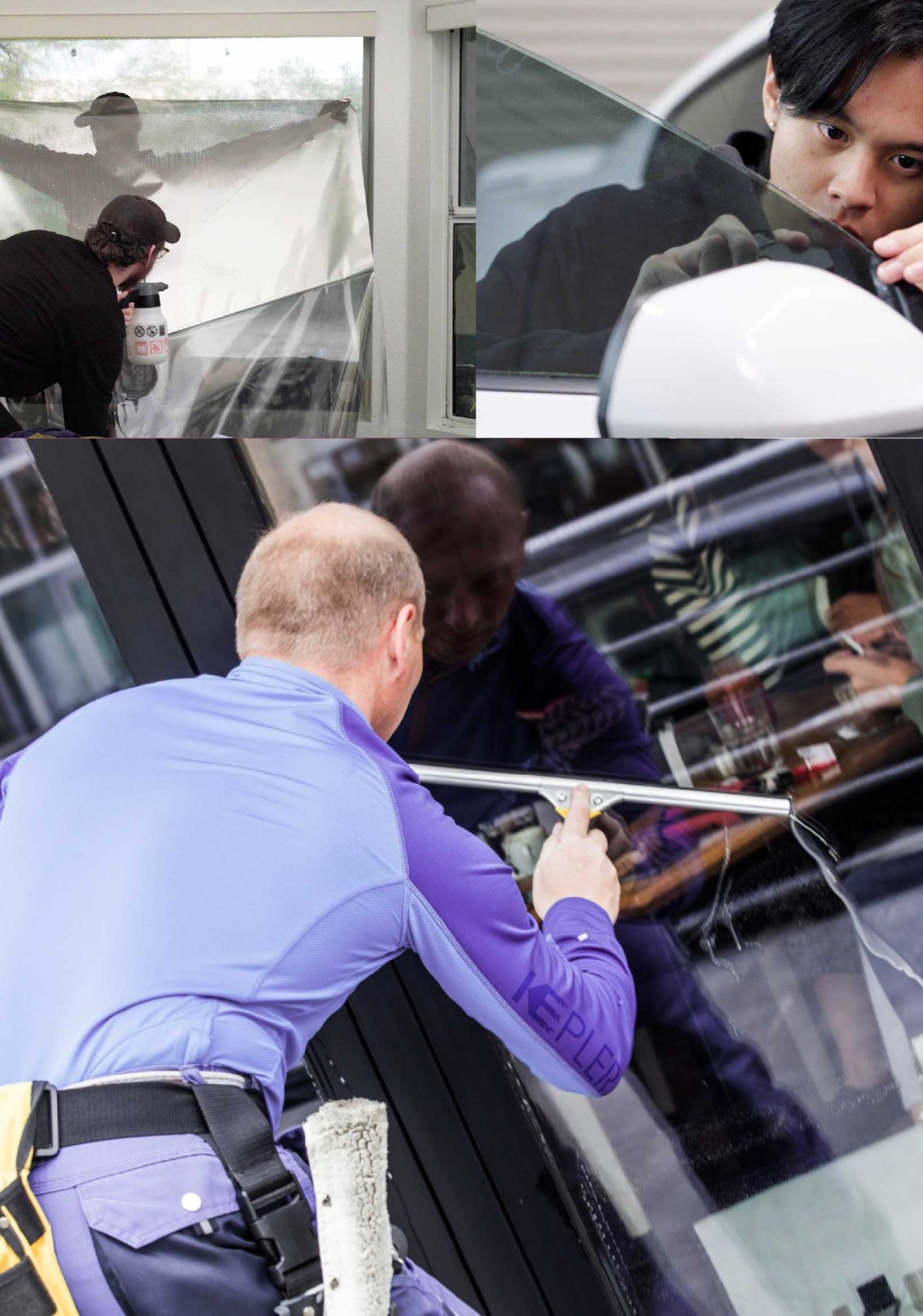 Kepler Skilled Applying Anti-Graffiti Window Film to a Kansas City Shop Front