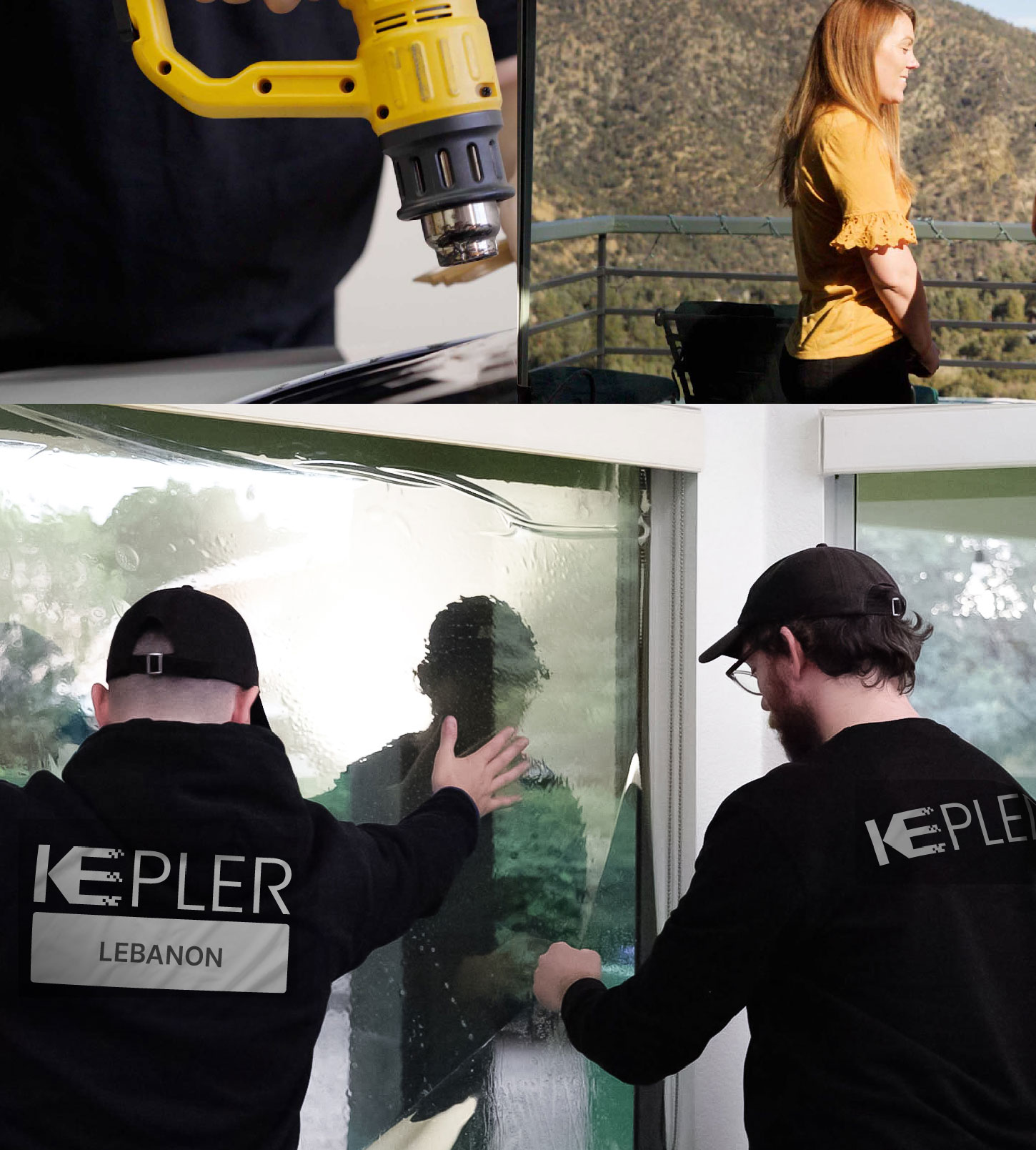 Expert Technician Fitting Advanced Window Tint to Home in Lebanon