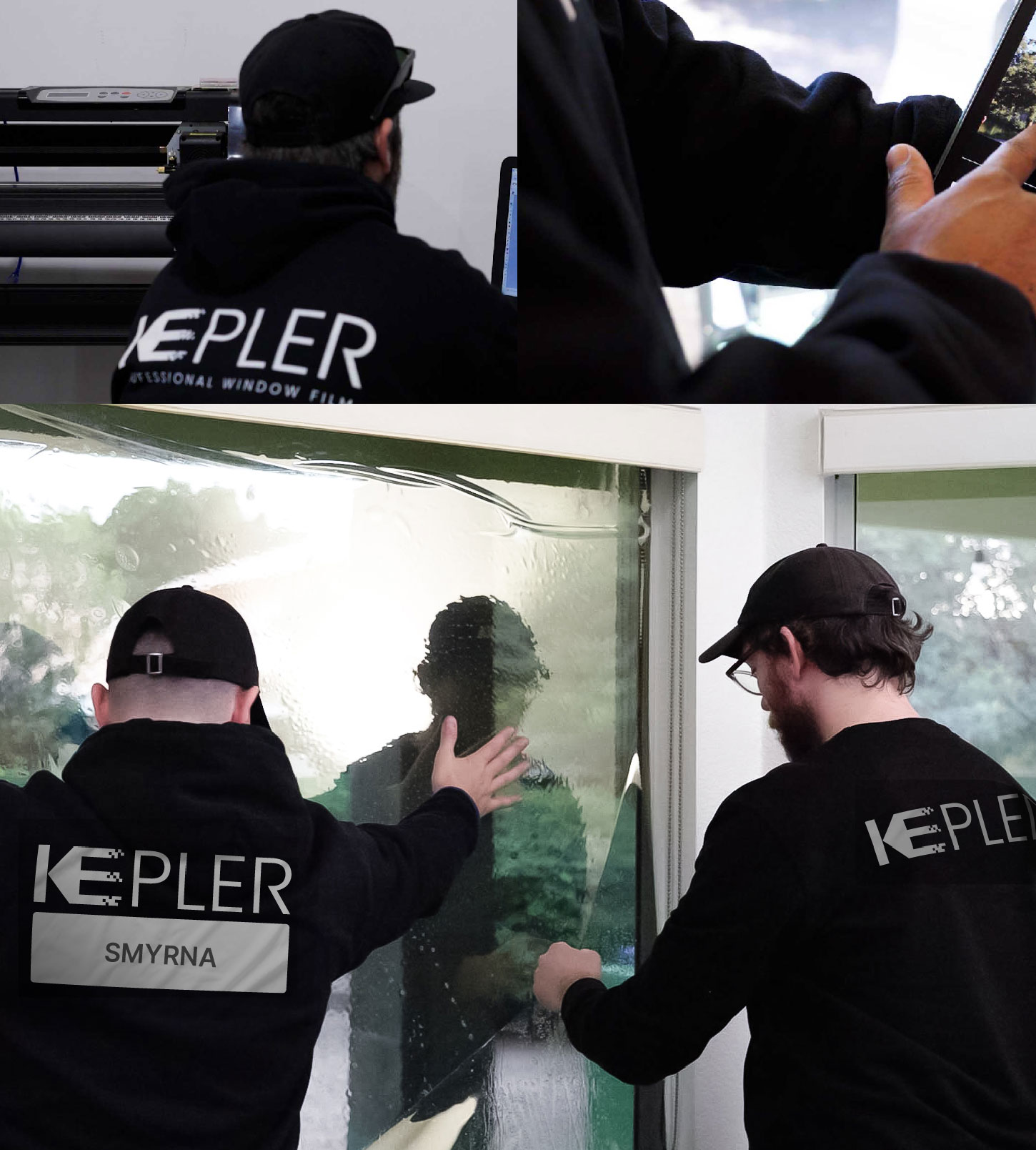 Kepler Technician Applying Ceramic Window Tint to Home in Smyrna