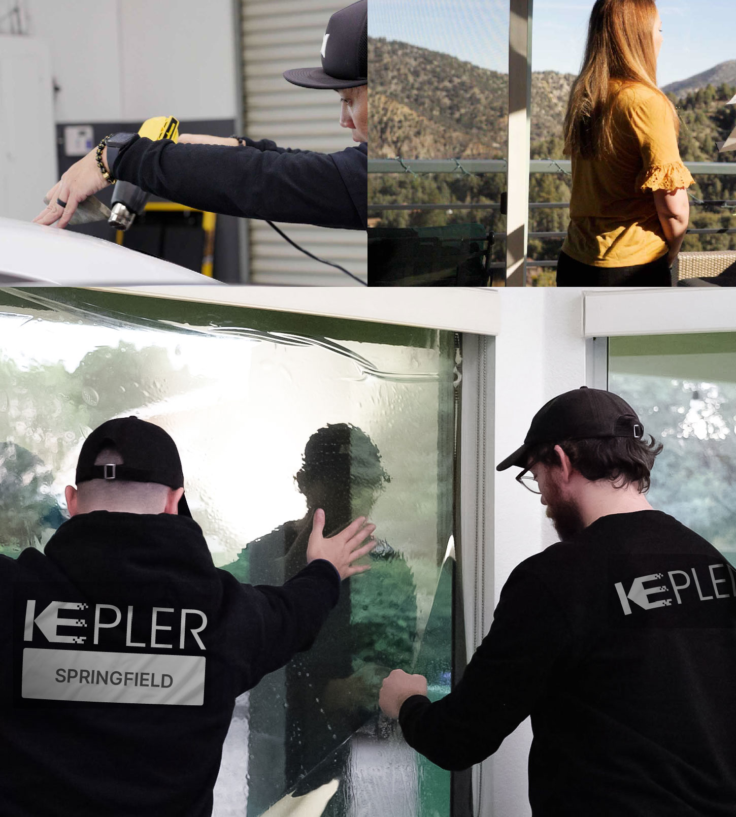 Expert Technician Applying Ceramic Window Tint to Home in Springfield