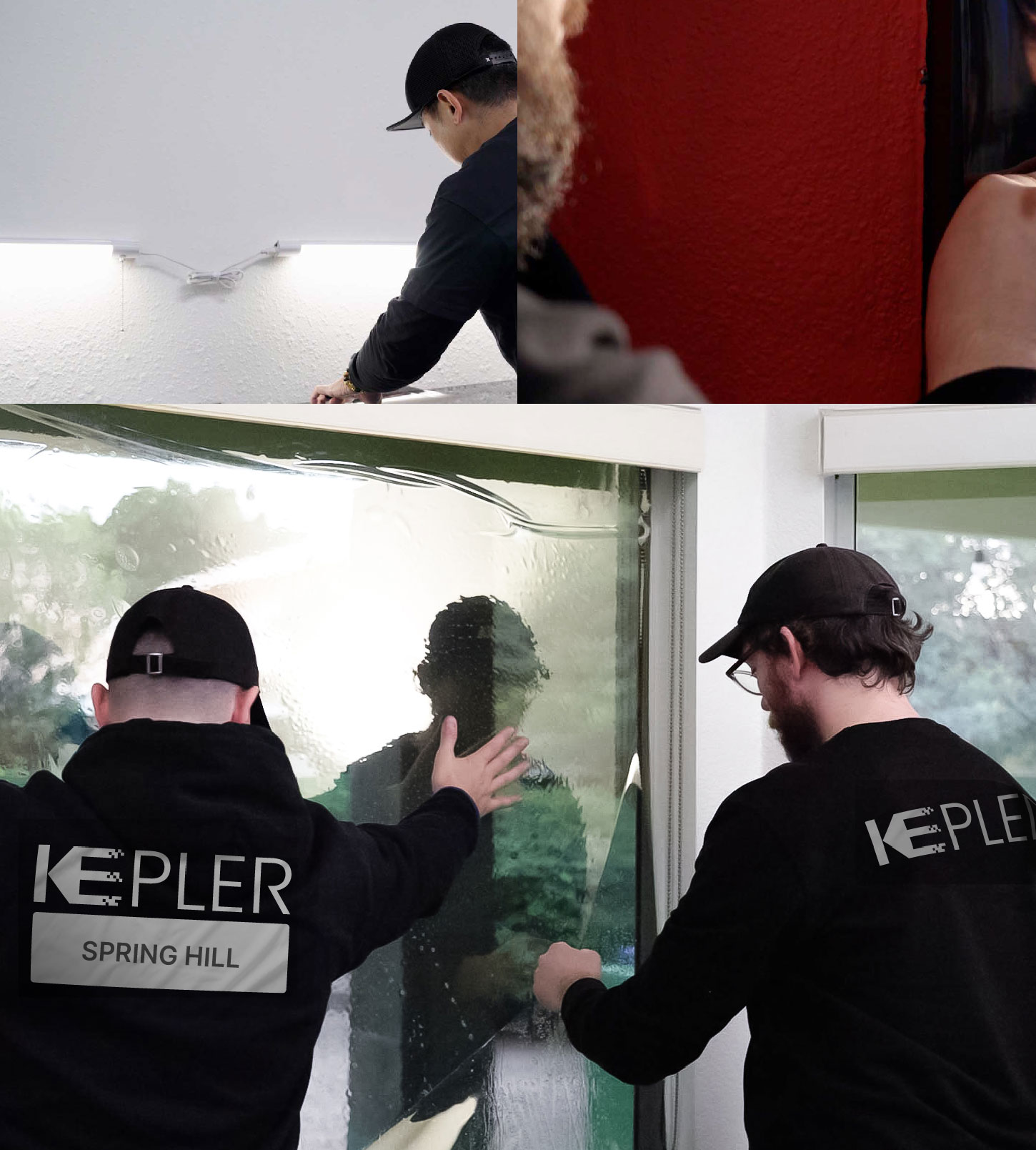 Kepler Technician Fitting Ceramic Window Tint to Home in Spring Hill