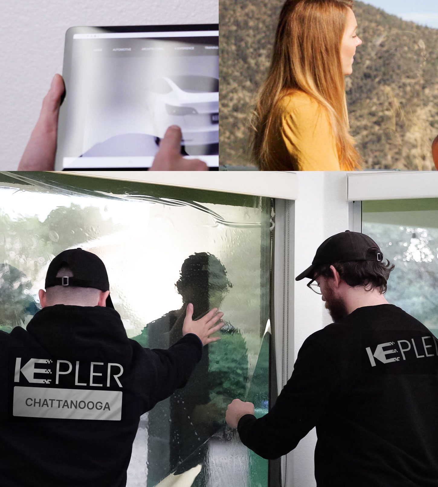 Kepler Technician Applying High-tech Window Tint to Home in Chattanooga