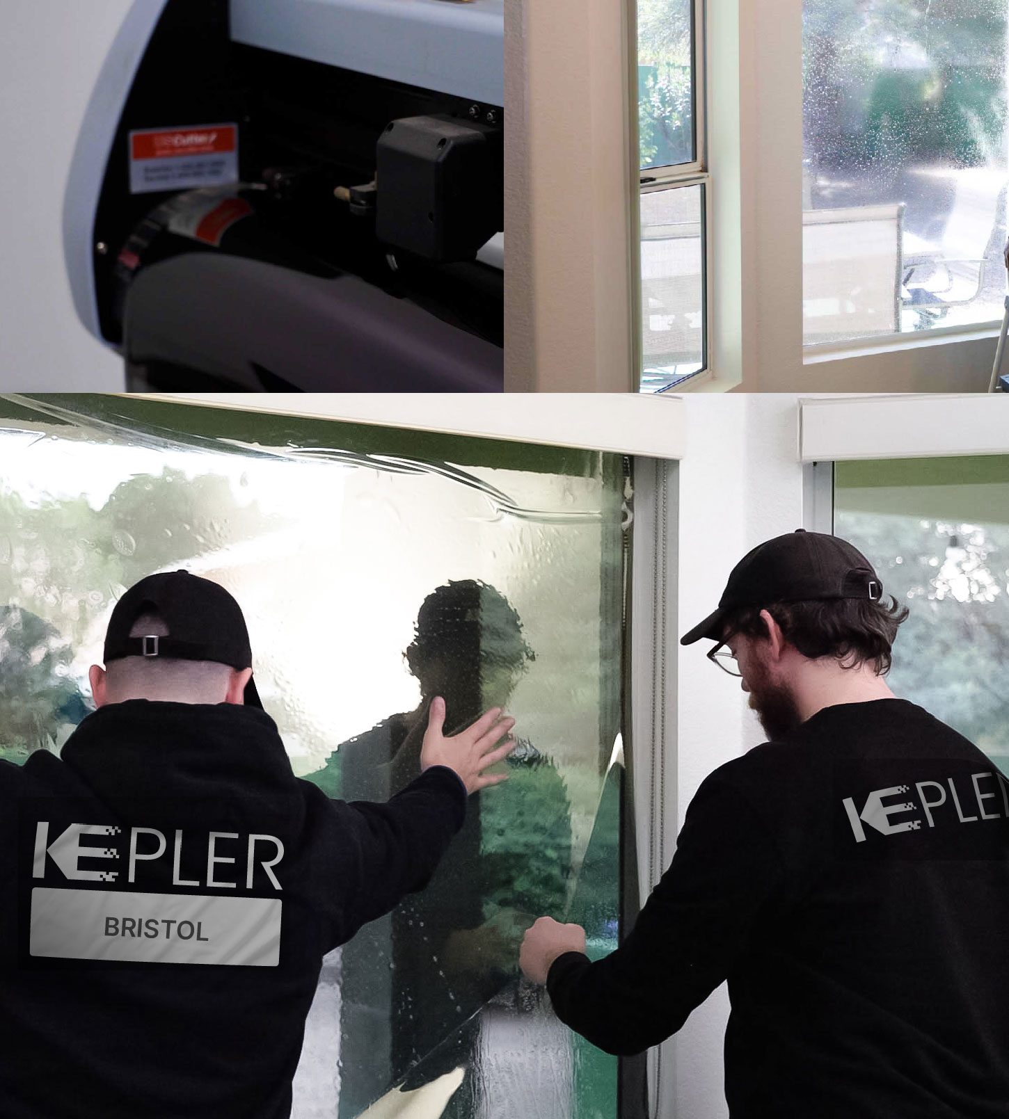 Expert Technician Fitting High-tech Window Tint to Home in Bristol