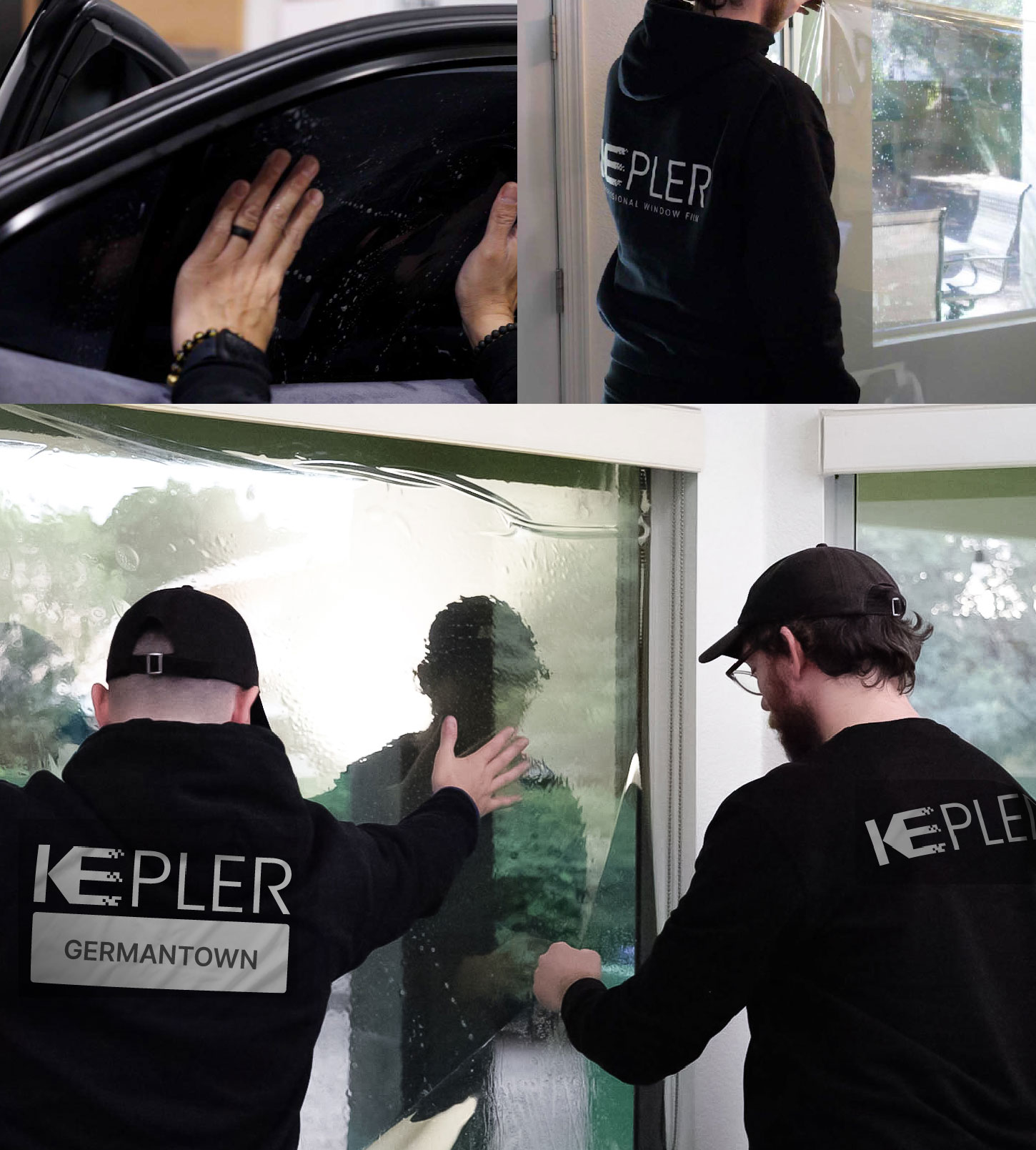 Kepler Technician Installing Ceramic Window Tint to Home in Germantown