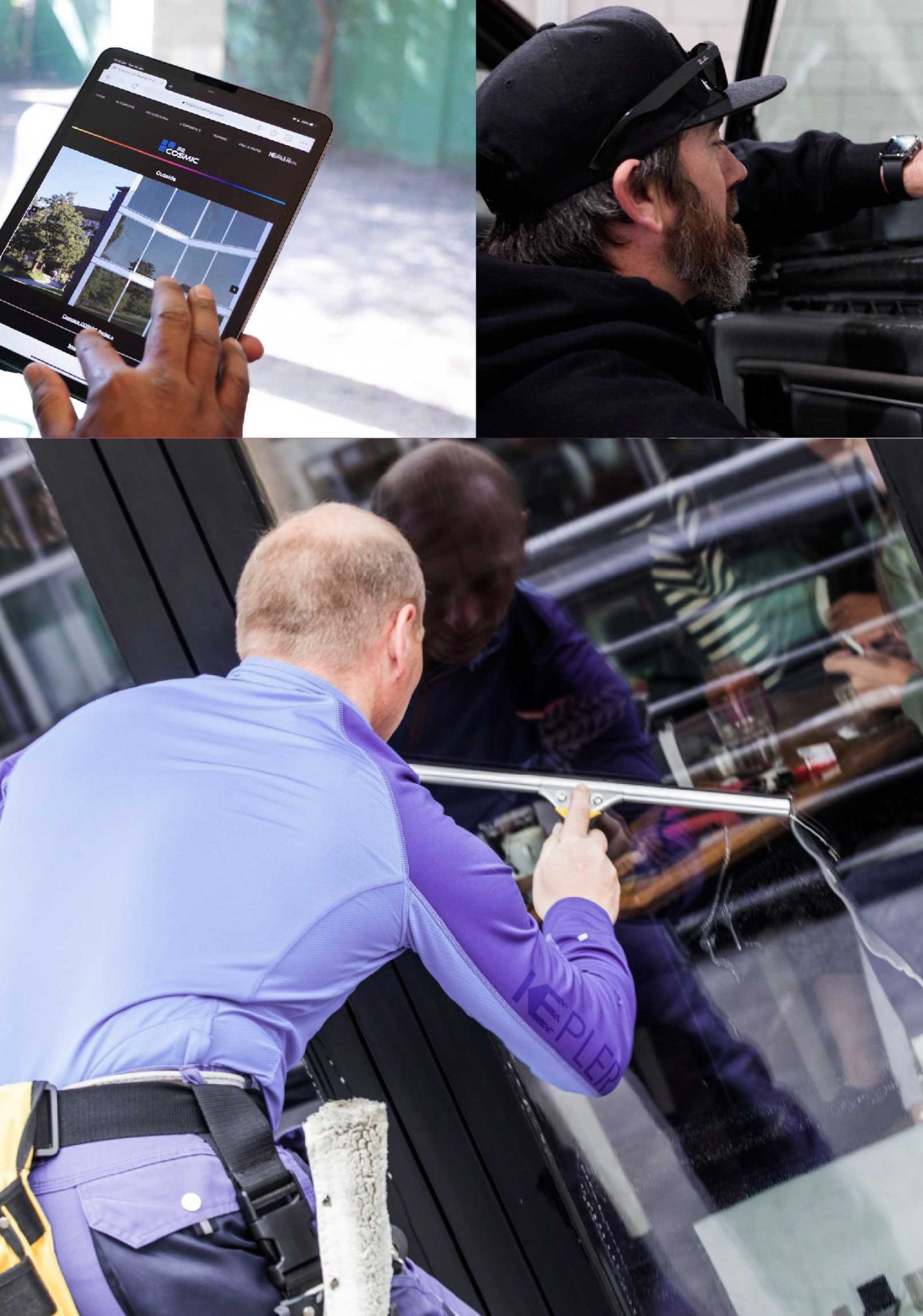 Kepler Skilled Applying Anti-Graffiti Window Film to a Topeka Shop Front