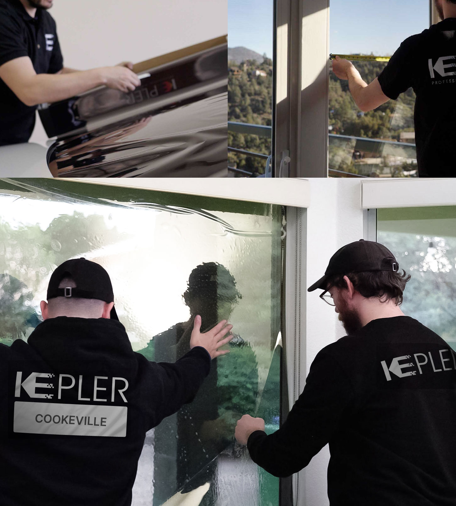 Expert Technician Installing Advanced Window Tint to Home in Cookeville