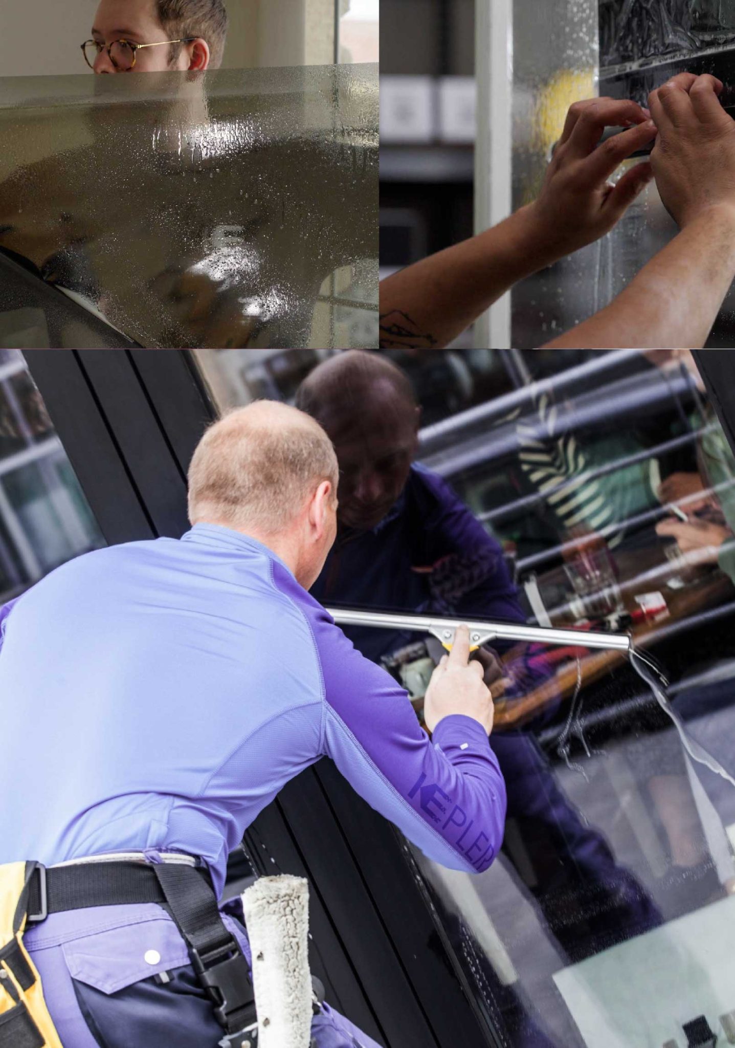 Kepler Professional Applying Anti-Graffiti Window Film to a Newton Shop Front