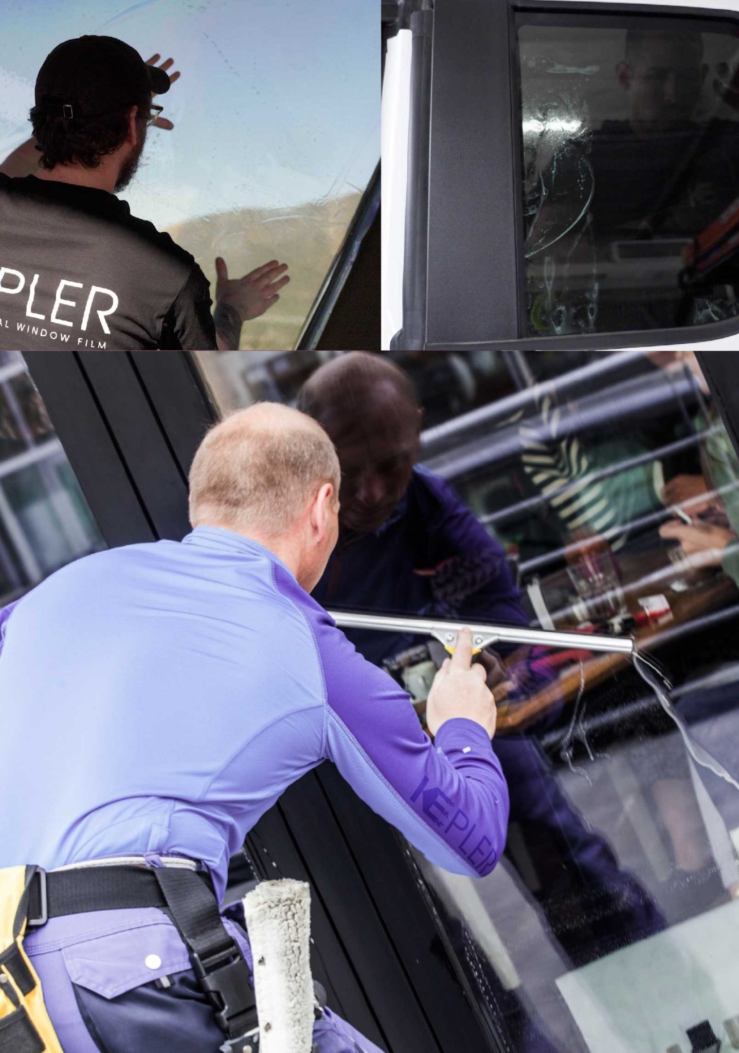 Kepler Skilled Applying Anti-Graffiti Window Film to a Papillion Shop Front
