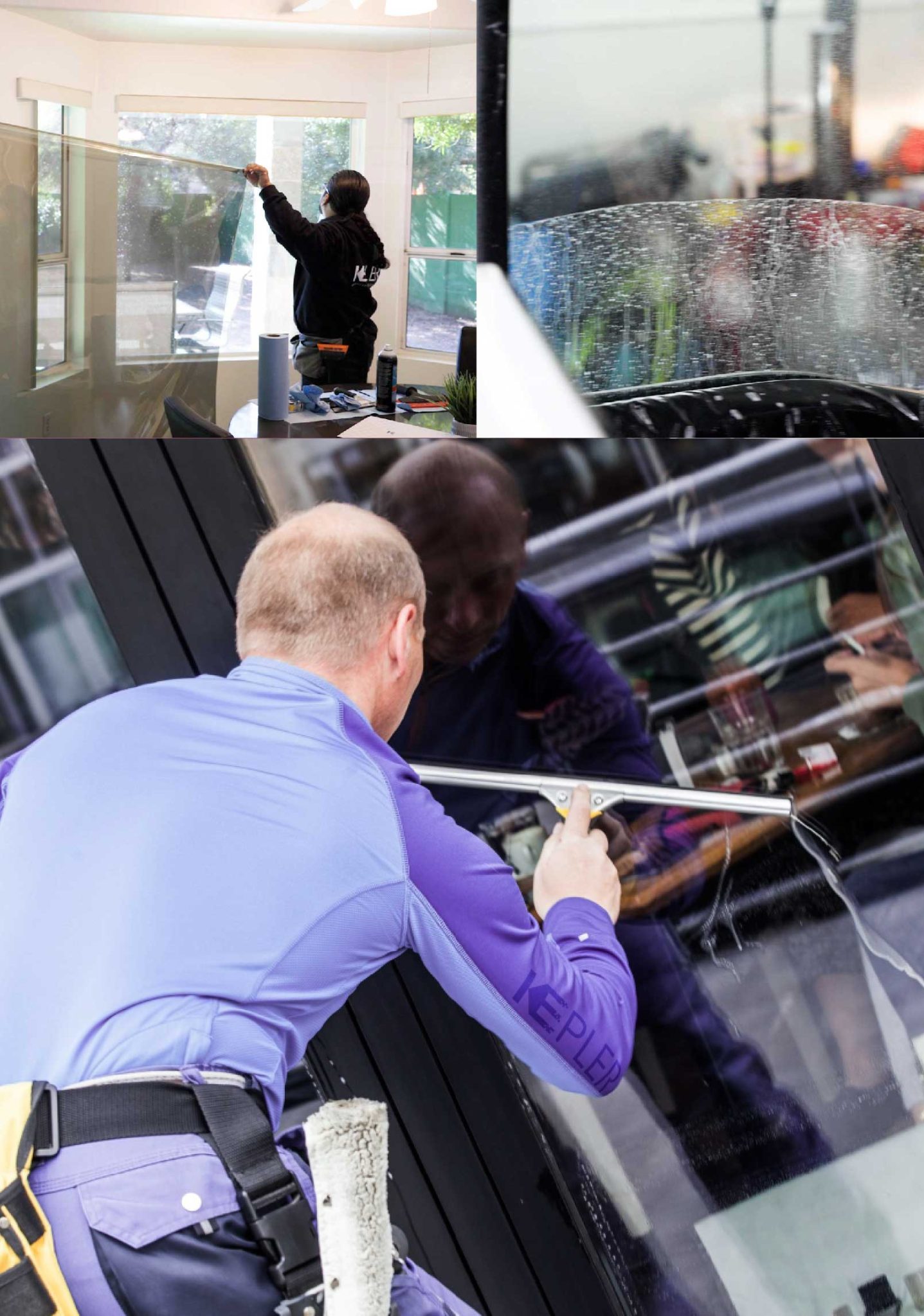 Kepler Professional Applying Anti-Graffiti Window Film to a Omaha Shop Front
