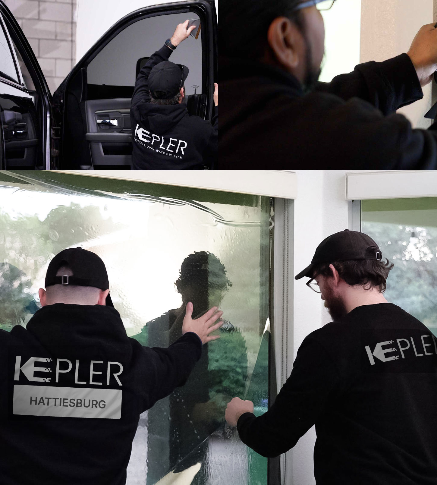Kepler Technician Fitting High-tech Window Tint to Home in Hattiesburg