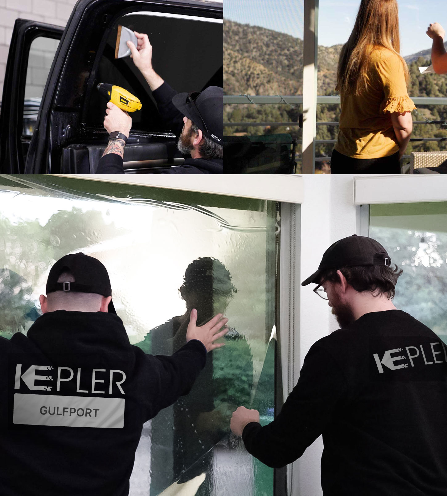 Kepler Technician Applying High-tech Window Tint to Home in Gulfport