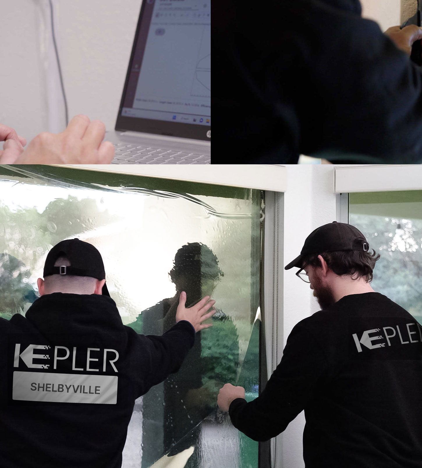 Kepler Technician Fitting Ceramic Window Tint to Home in Shelbyville