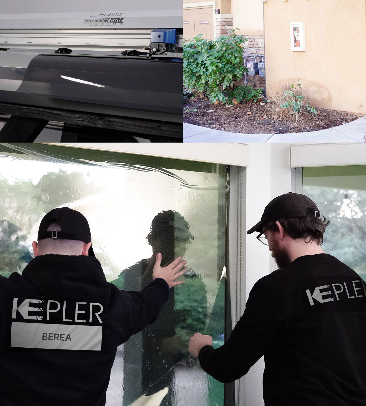 Expert Technician Fitting Ceramic Window Tint to Home in Berea