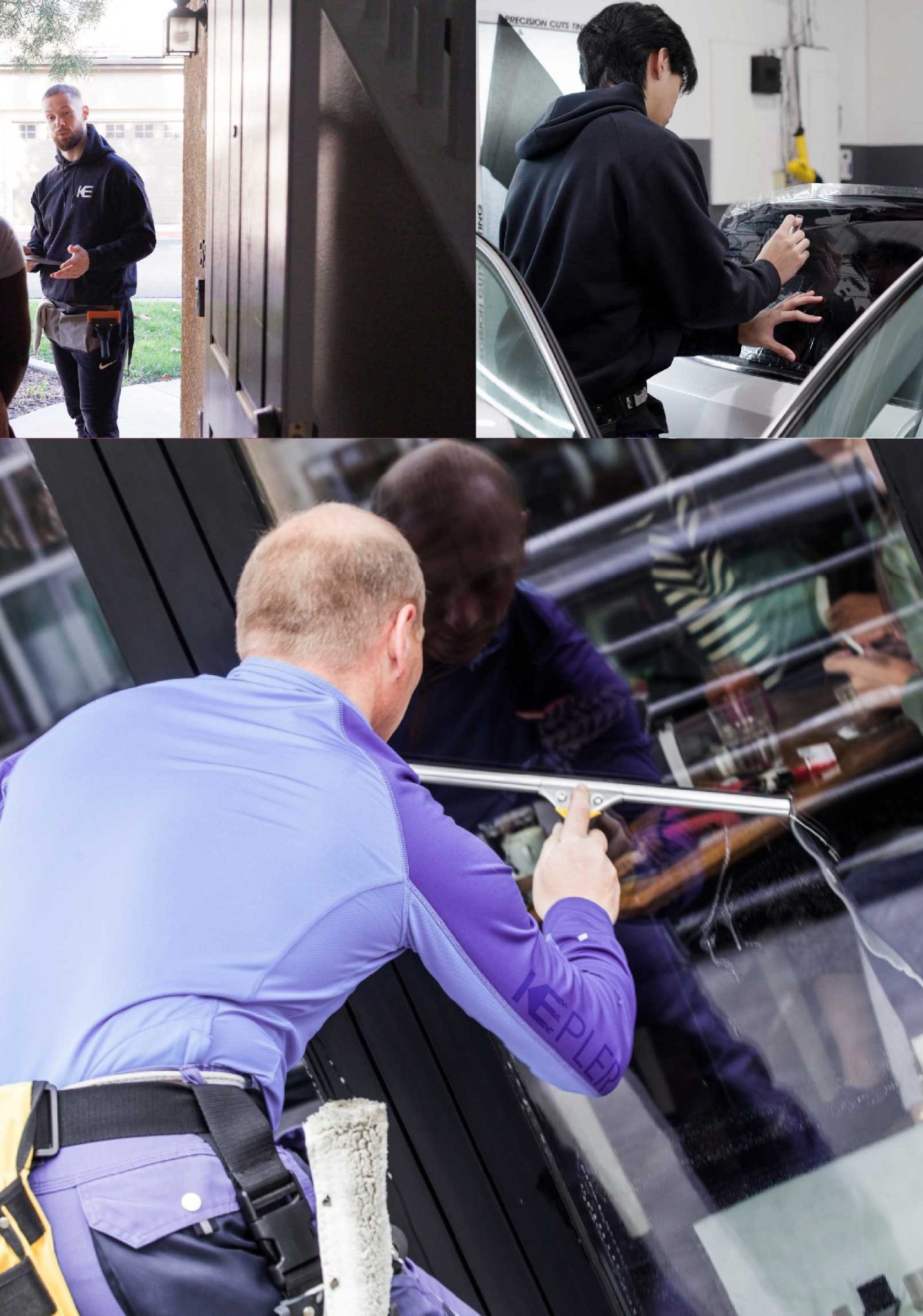 Kepler Professional Applying Anti-Graffiti Window Film to a New Iberia Shop Front