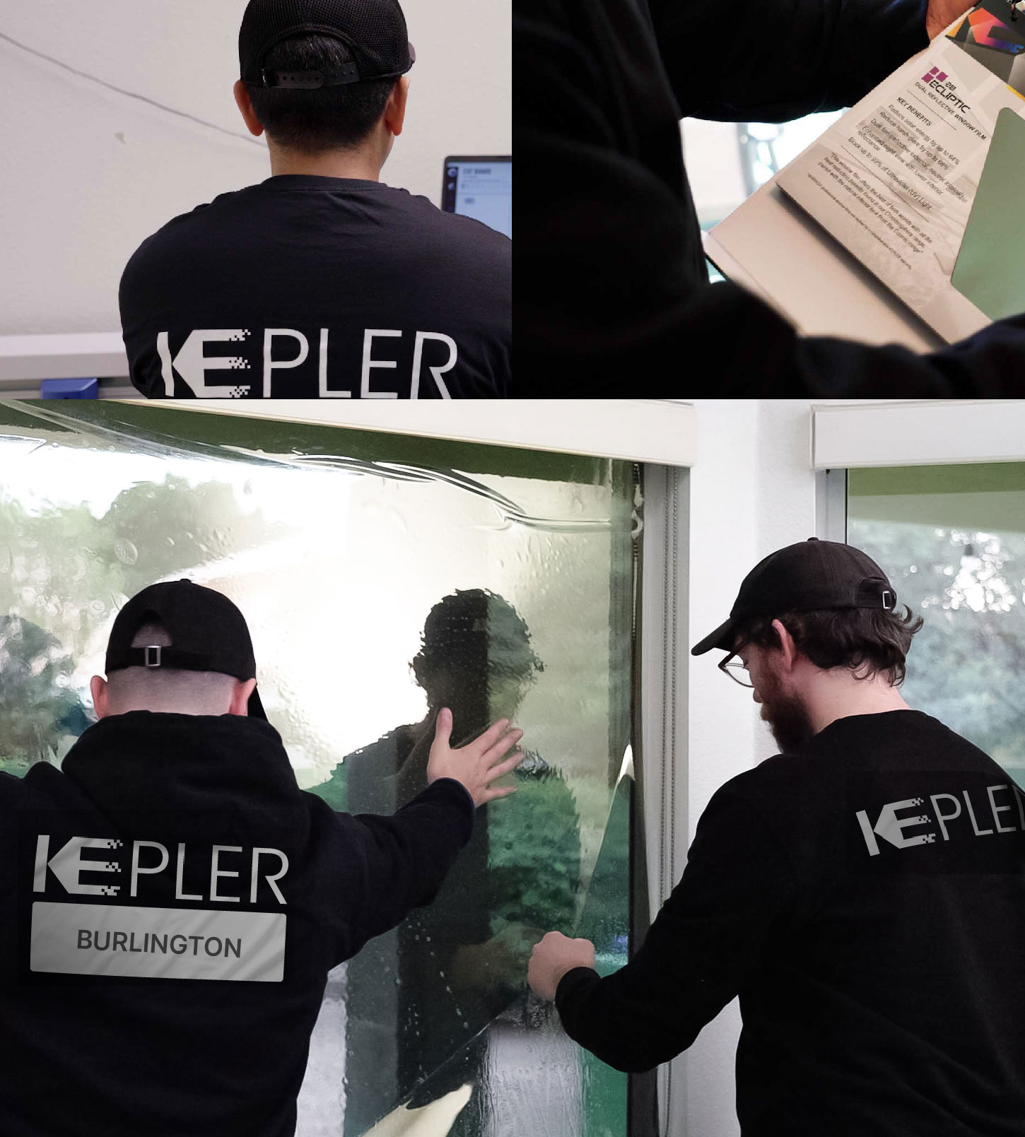 Kepler Technician Installing Advanced Window Tint to Home in Burlington