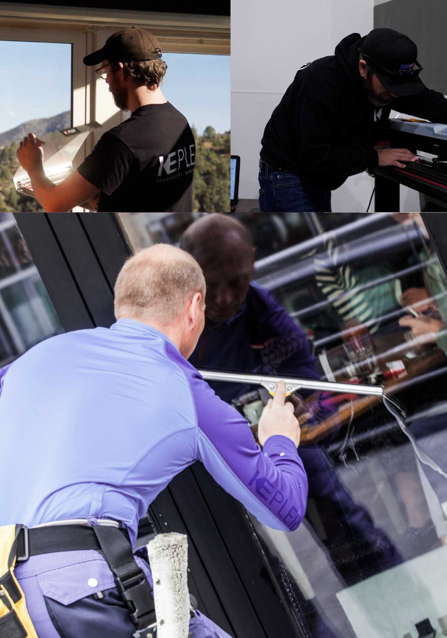 Kepler Professional Applying Anti-Graffiti Window Film to a Monroe Shop Front