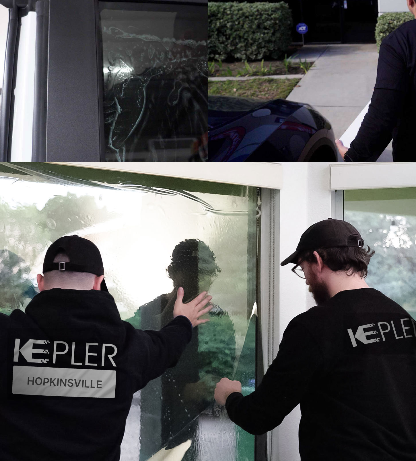 Expert Technician Applying Advanced Window Tint to Home in Hopkinsville