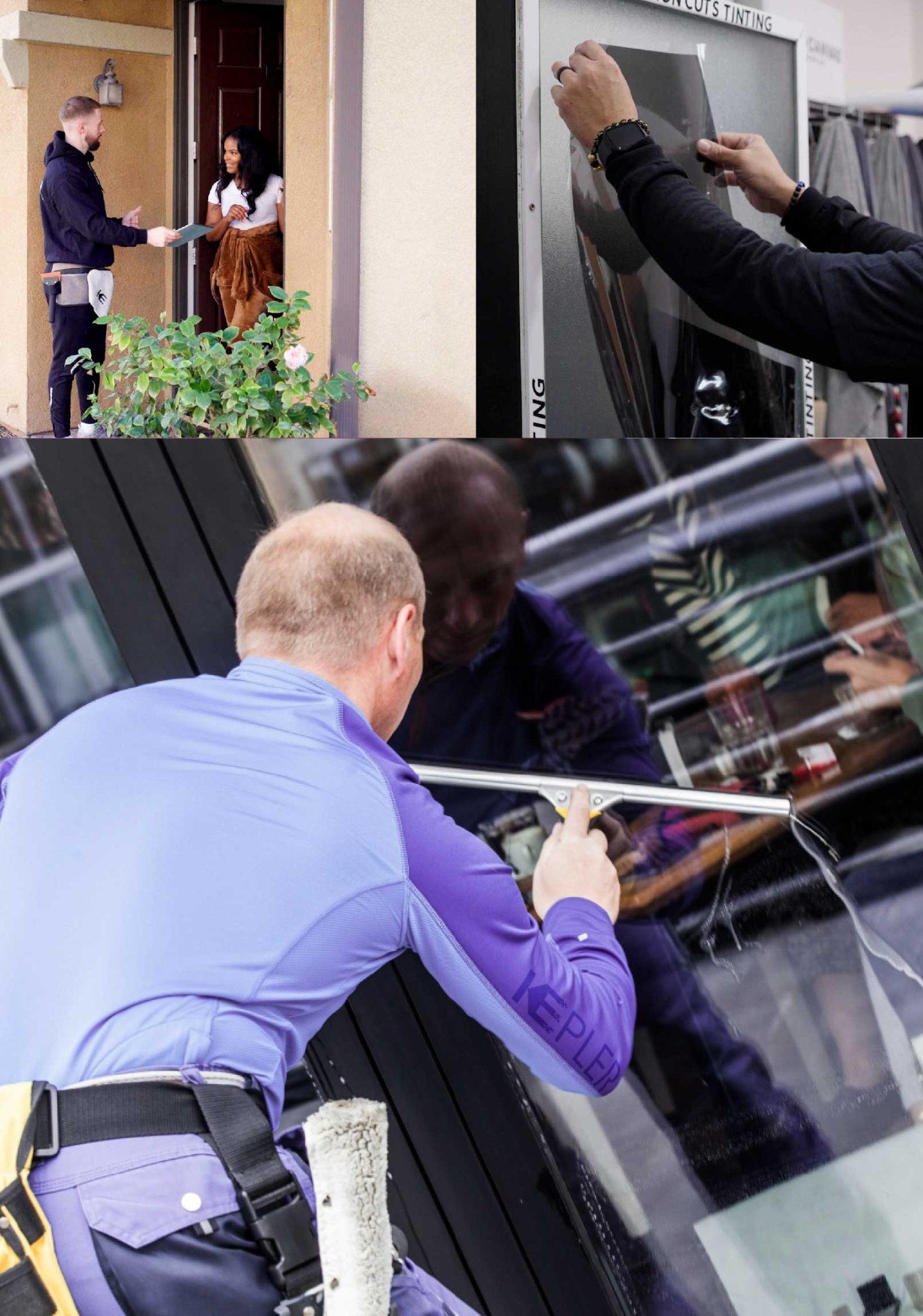 Kepler Professional Applying Anti-Graffiti Window Film to a Pine Bluff Shop Front