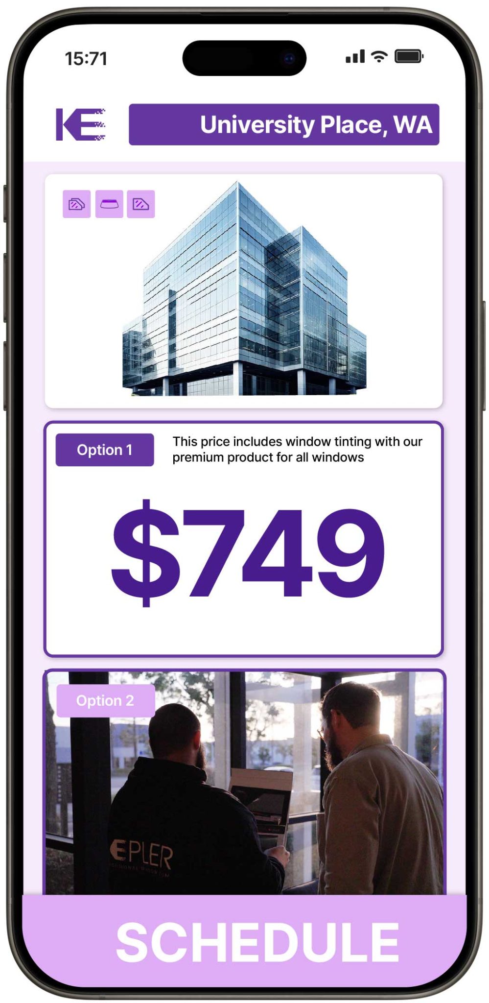 View Competitive Commercial Window Tinting Costs in University Place, Washington