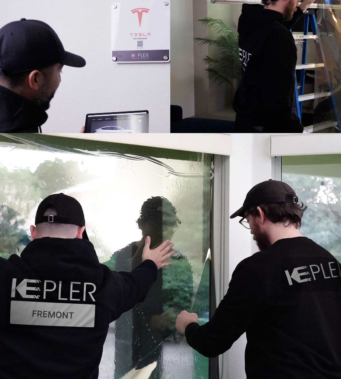 Expert Technician Installing High-tech Window Tint to Home in Fremont