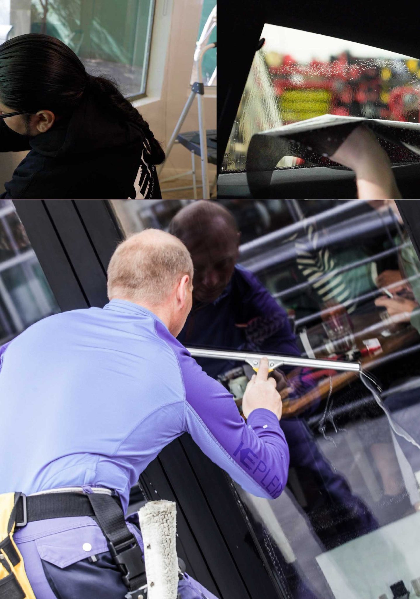 Kepler Skilled Applying Anti-Graffiti Window Film to a Bella Vista Shop Front