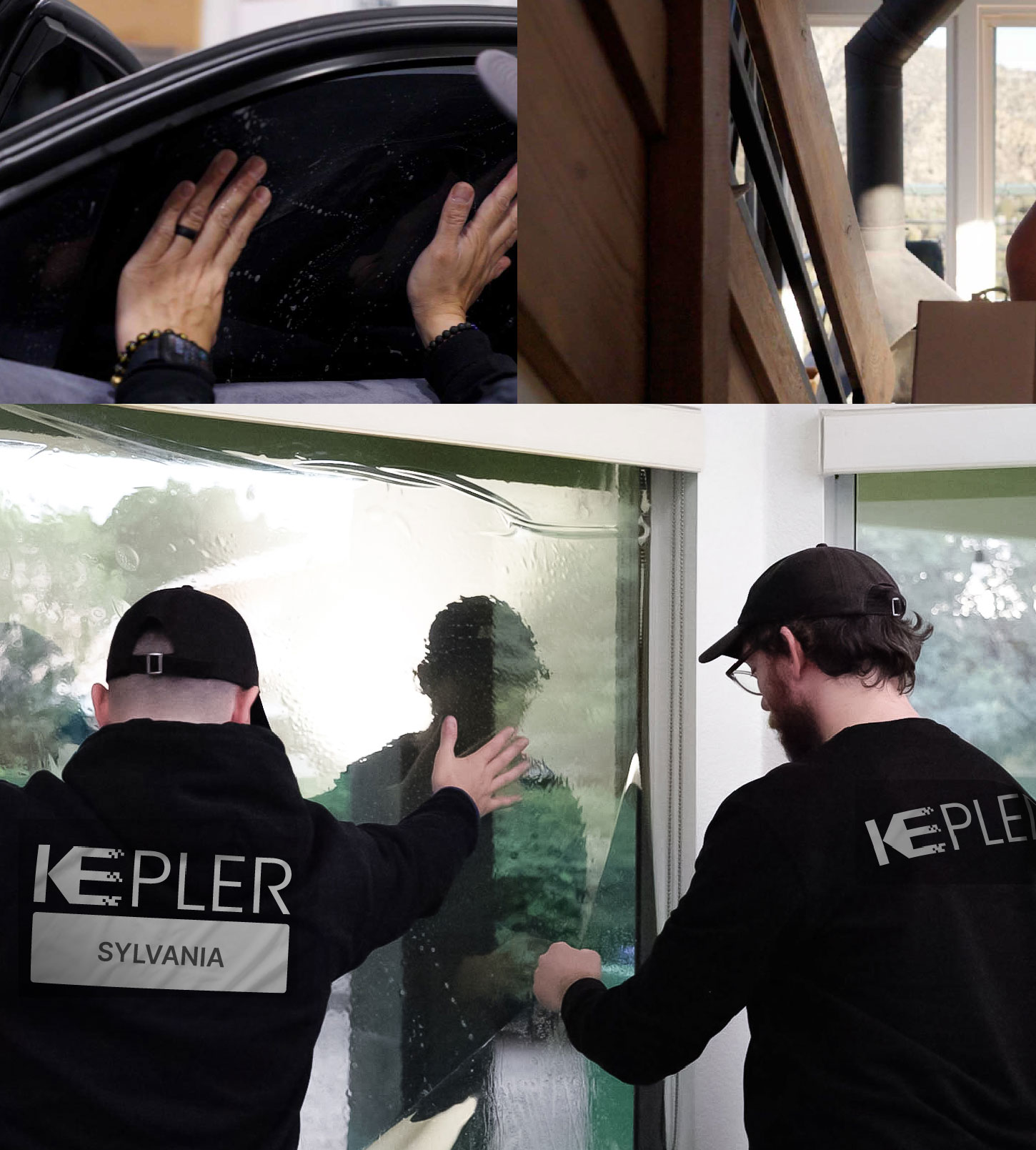 Kepler Technician Applying High-tech Window Tint to Home in Sylvania