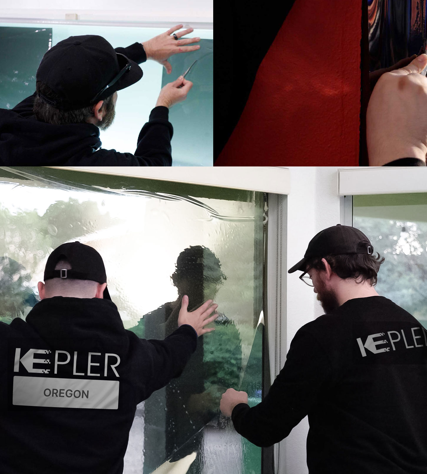 Expert Technician Applying High-tech Window Tint to Home in Oregon